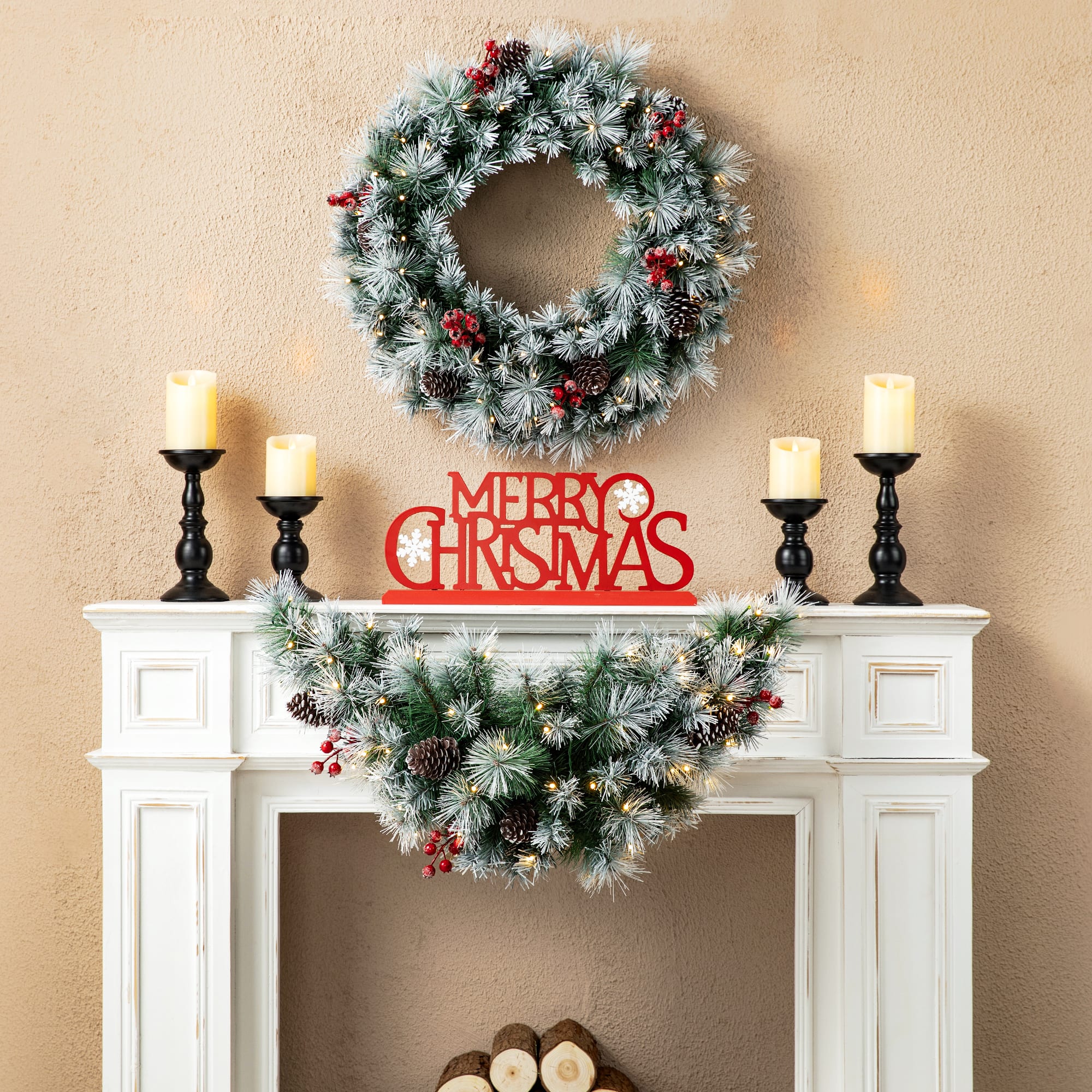 Glitzhome&#xAE; 3ft, Pre-Lit Pinecones &#x26; Berries Artificial Christmas Swag