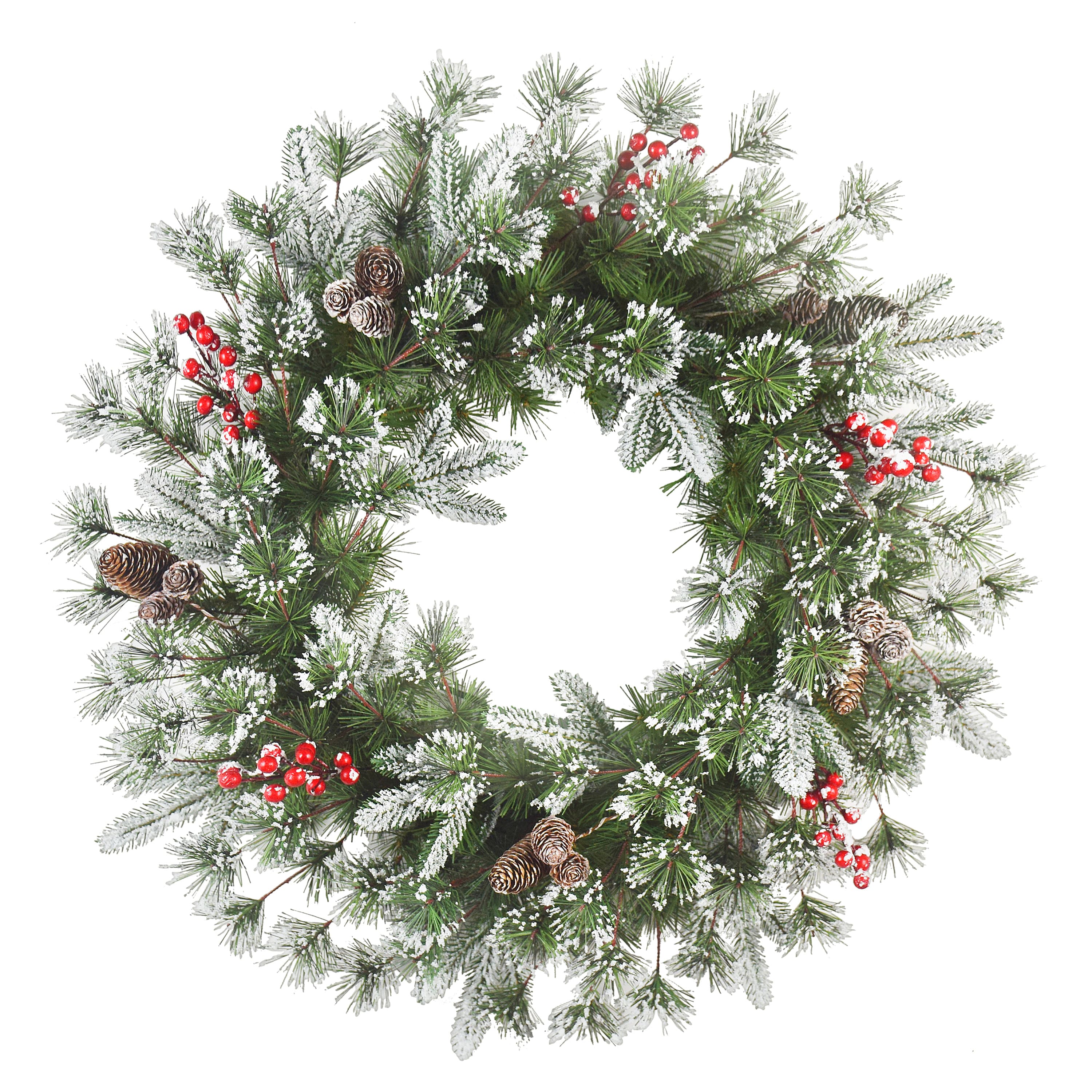 6 Pack: 24&#x22; Flocked Pinecone &#x26; Berry Wreath