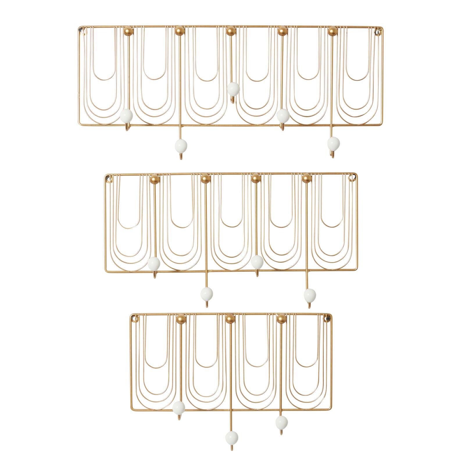Set of 3 Gold Metal Glam Wall Hook, 16", 20", 24"