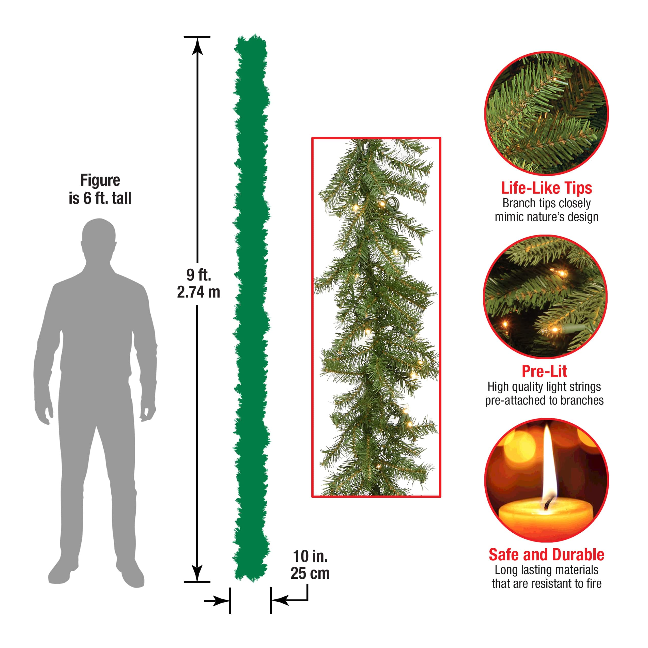 9ft. Pre-Lit Clear Lights Norwood Fir Garland