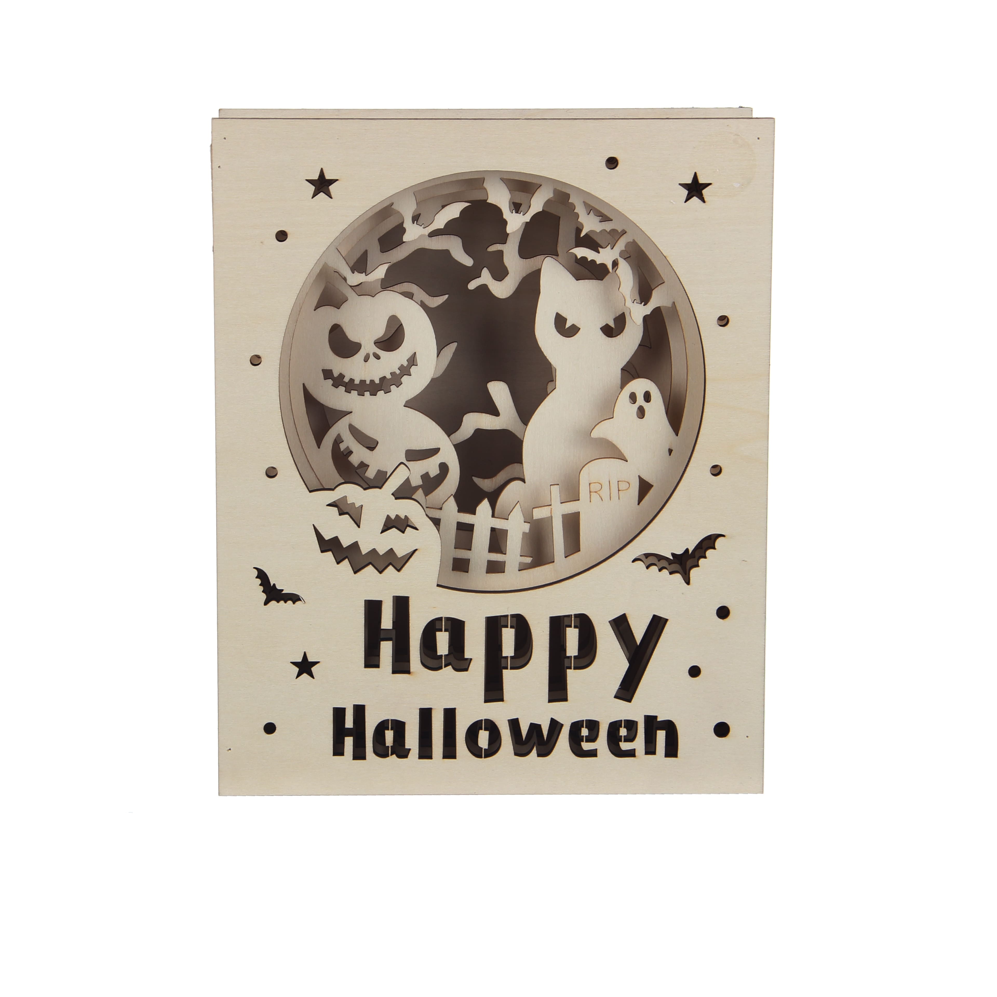 8.5&#x22; Happy Halloween Book DIY LED D&#xE9;cor by Make Market&#xAE;