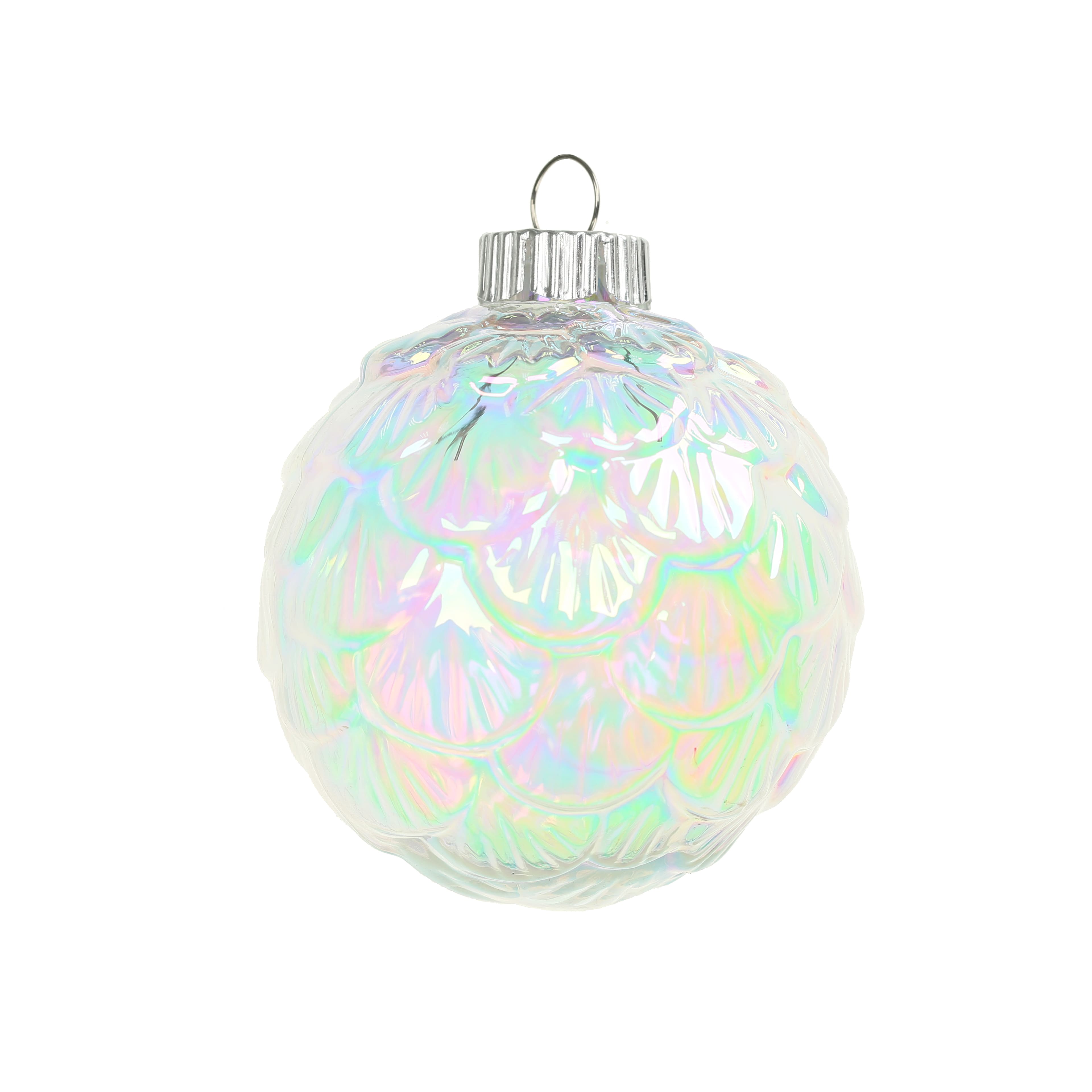3.25" Iridescent Clear DIY Plastic Scalloped Ball Ornament by Make Market®