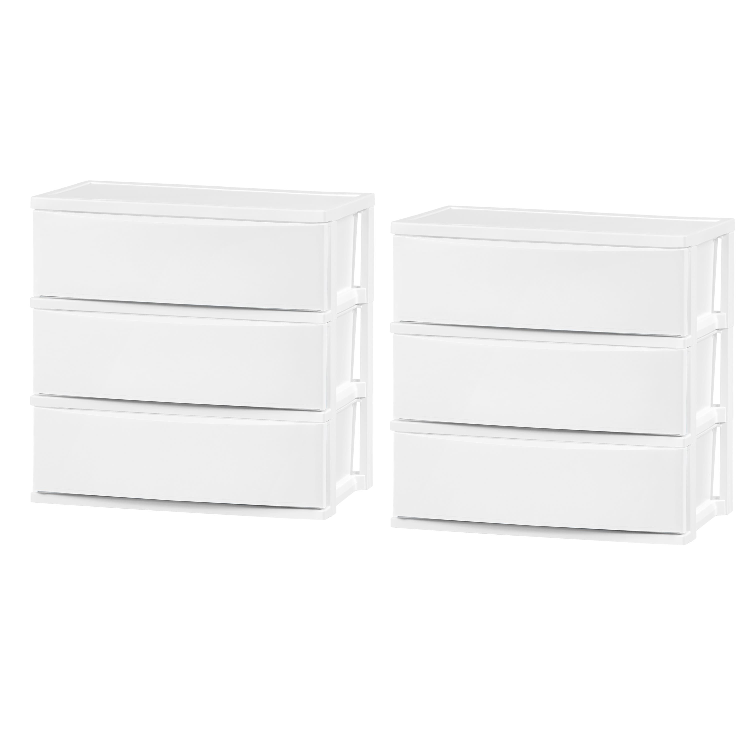 IRIS&#xAE; 29.5qt. White Wide 3-Drawer Stacking Chests, 2ct.