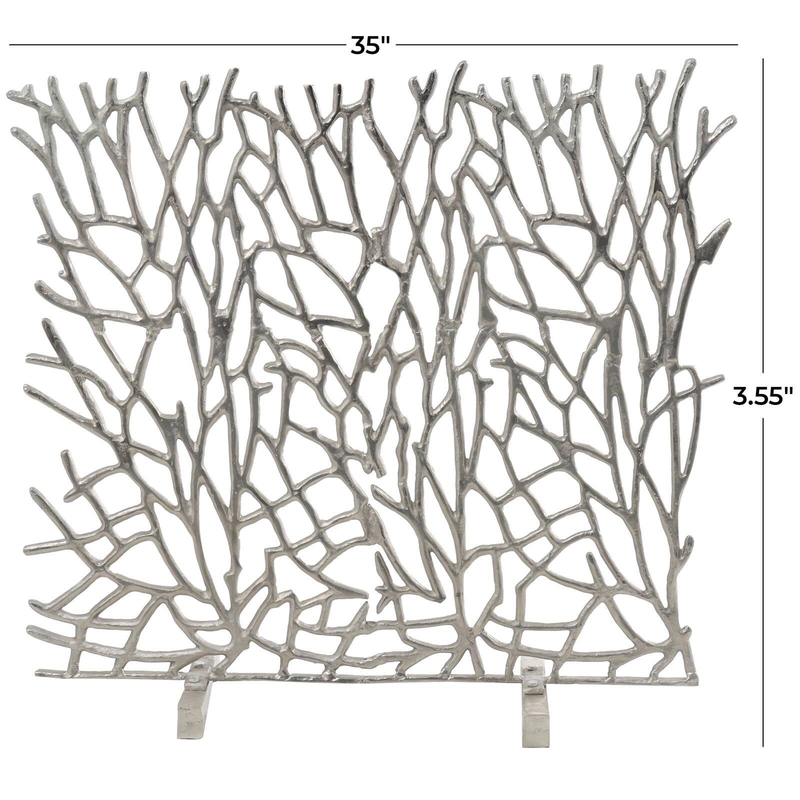 Coral Inspired Single Panel Aluminum Fireplace Screen