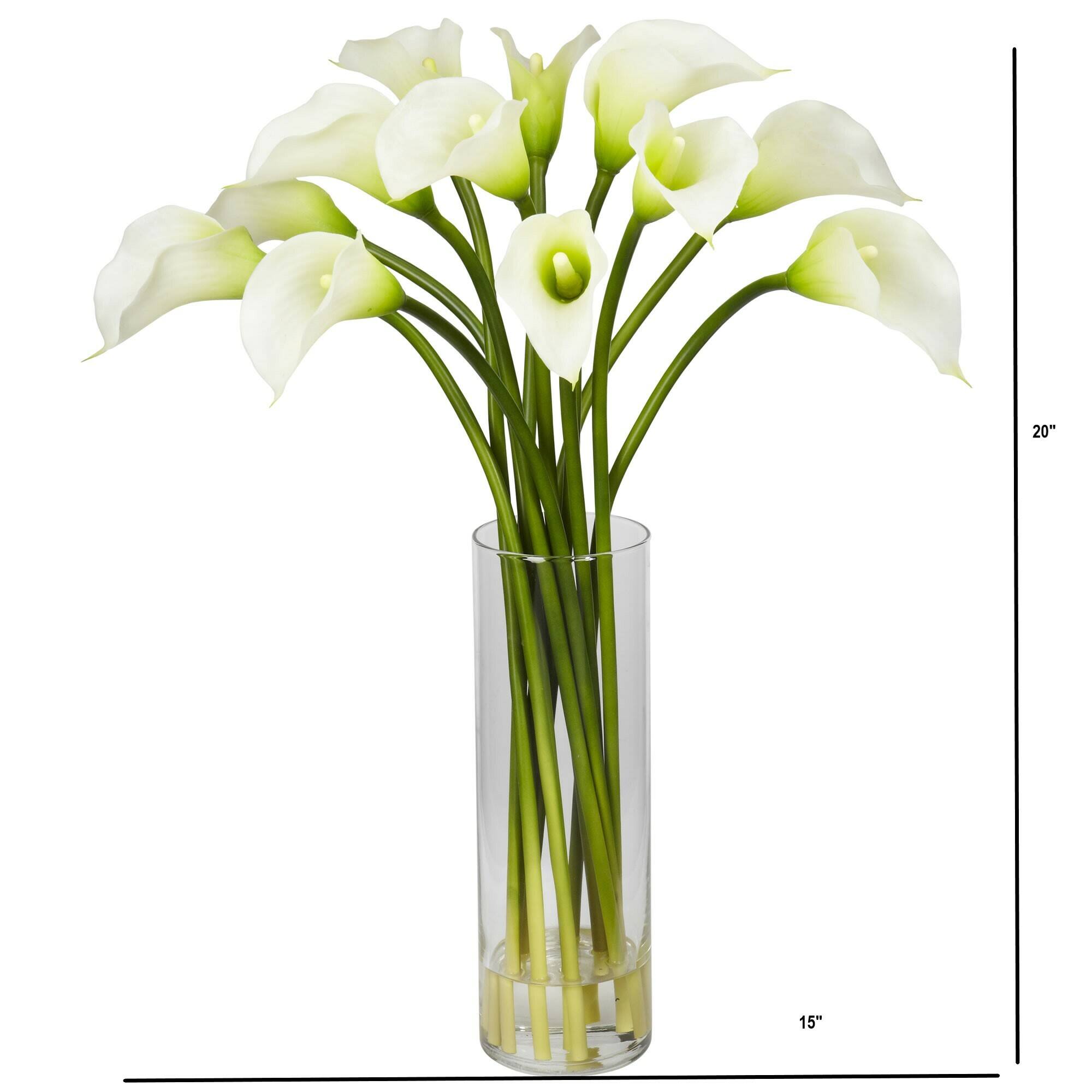 20&#x22; Mini Calla Lily Silk Flower Arrangement in Vase