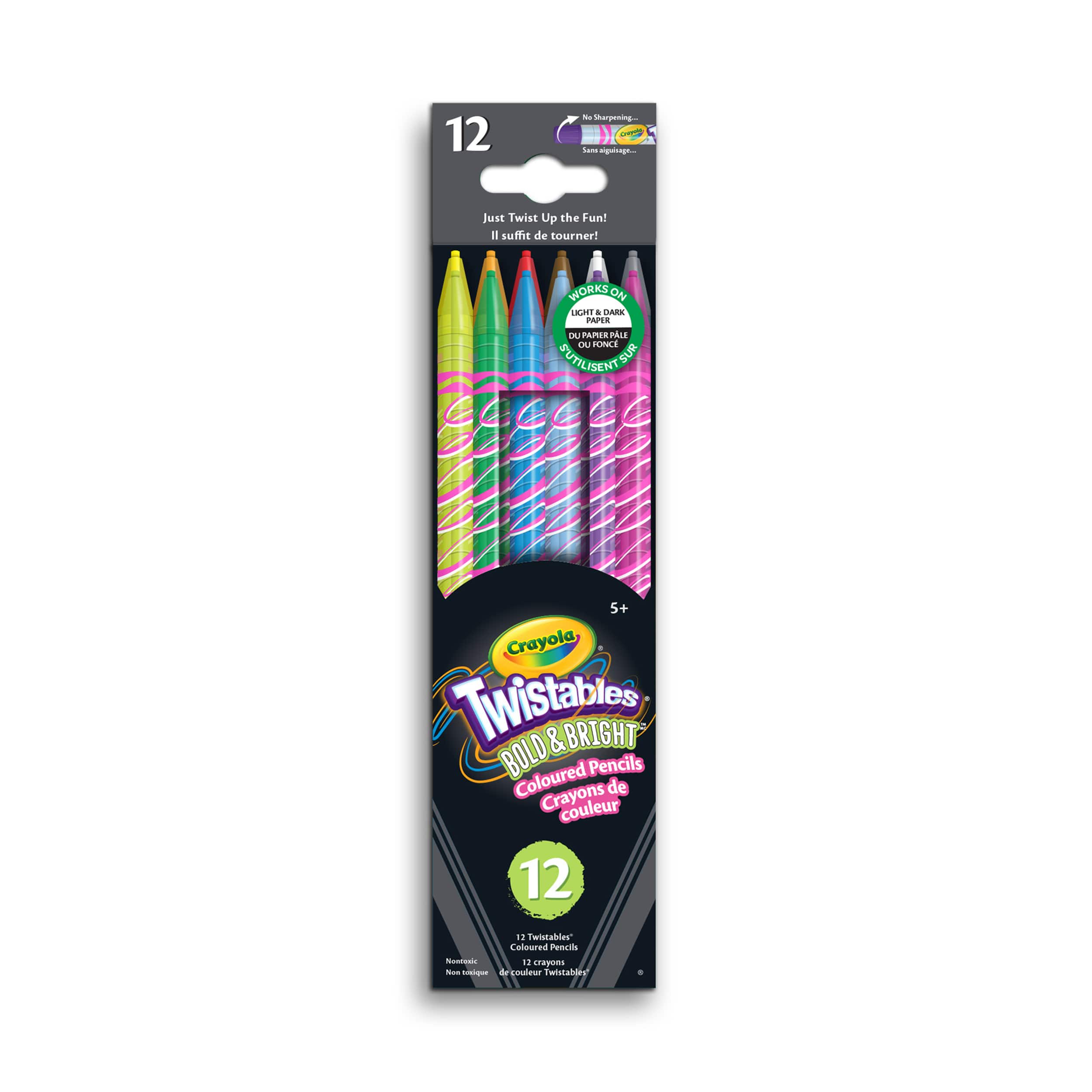 Crayons de couleur Bold & Bright Twistables de Crayola, 12 unités