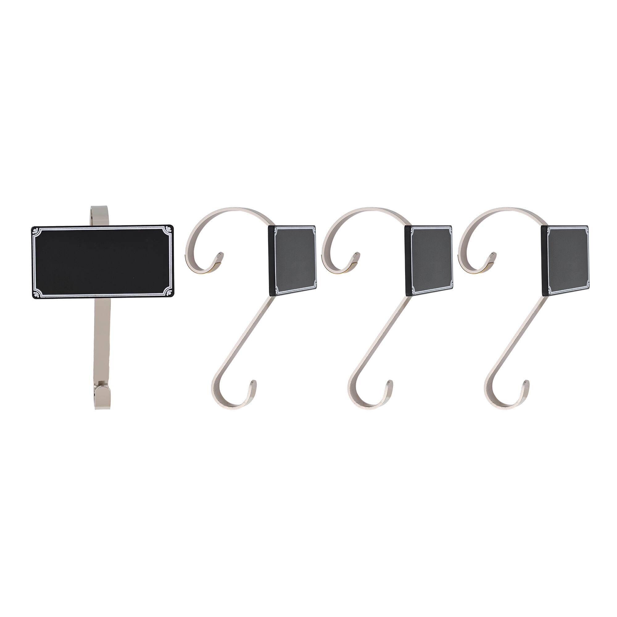 Haute Decor Stocking Scroll® Silver Stocking Holders with Chalkboard