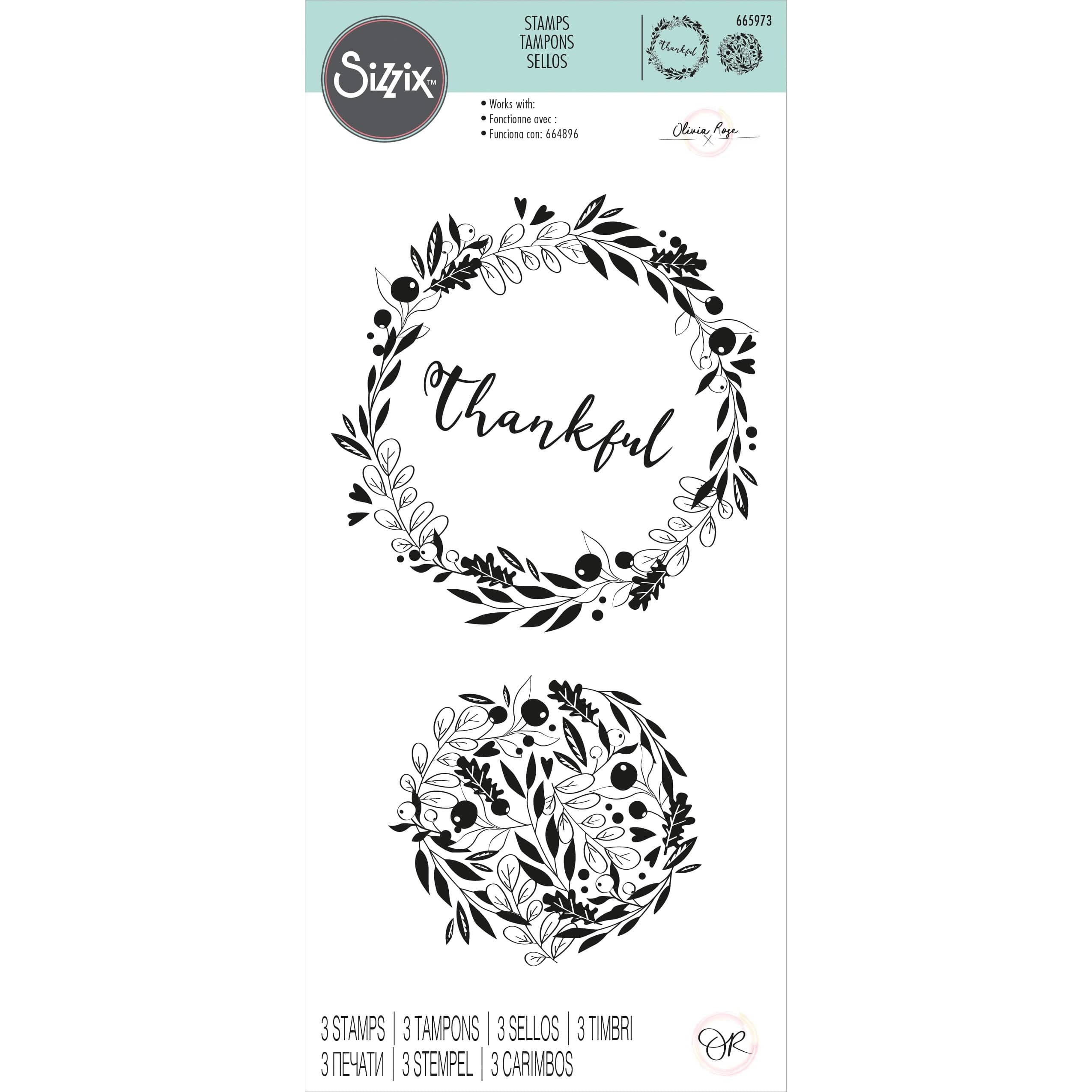 Sizzix® by Olivia Rose Autumn Wreath Clear Stamps Michaels