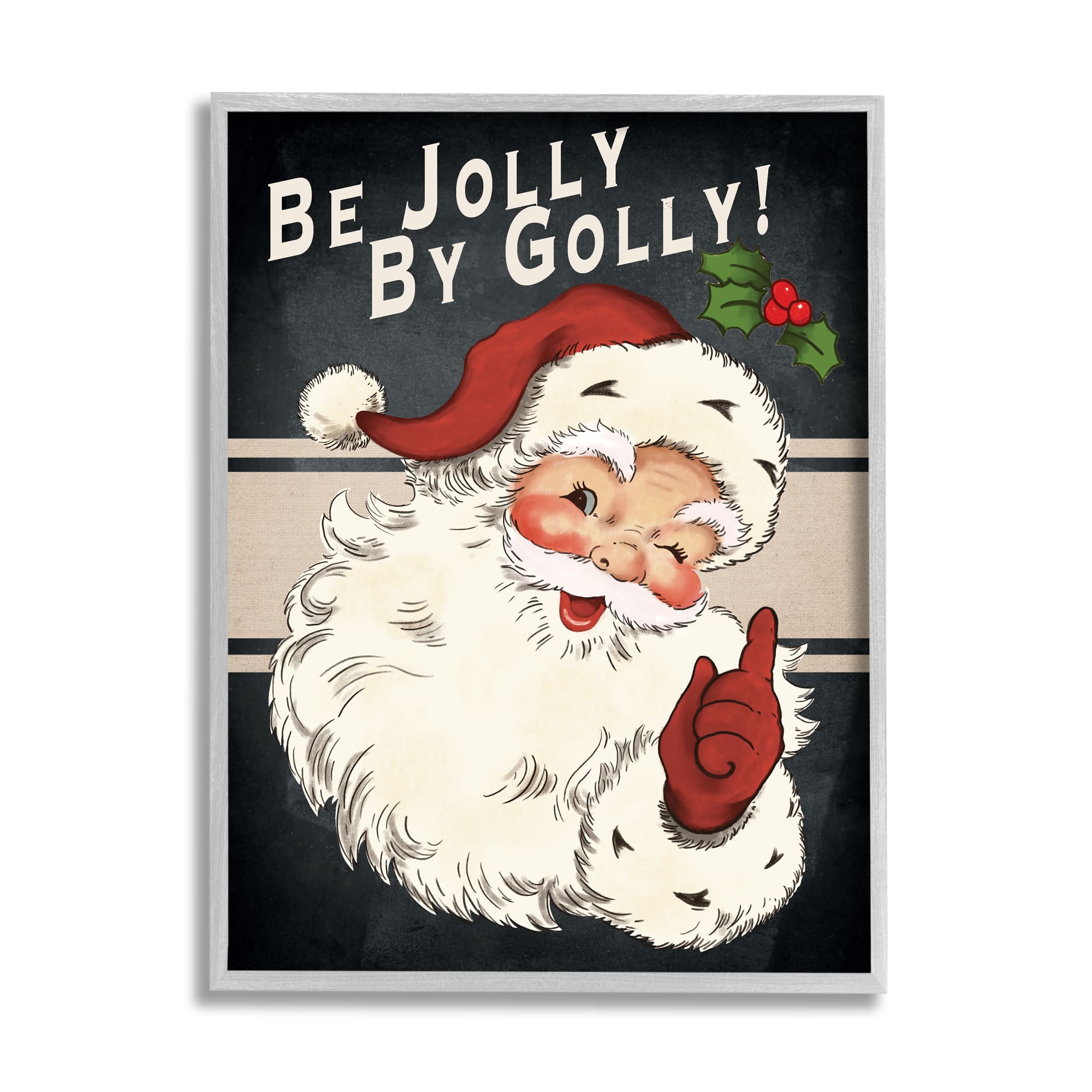 Stupell Industries Be Jolly By Golly Vintage Christmas Santa Framed Giclee Art