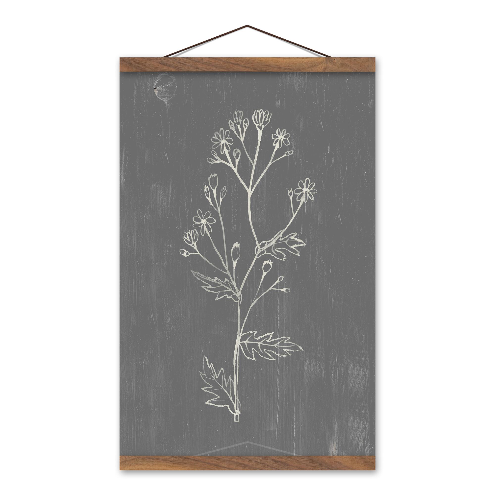 Distressed Botanical Teak Hanging Canvas
