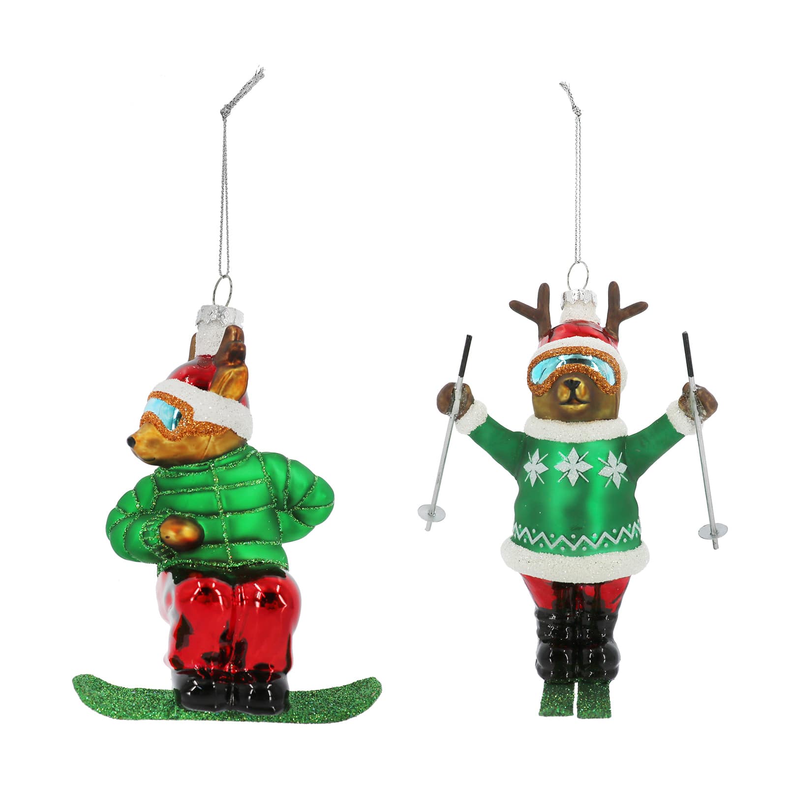 Assorted Reindeer Skiing Glass Ornament by Ashland®, 1pc.
