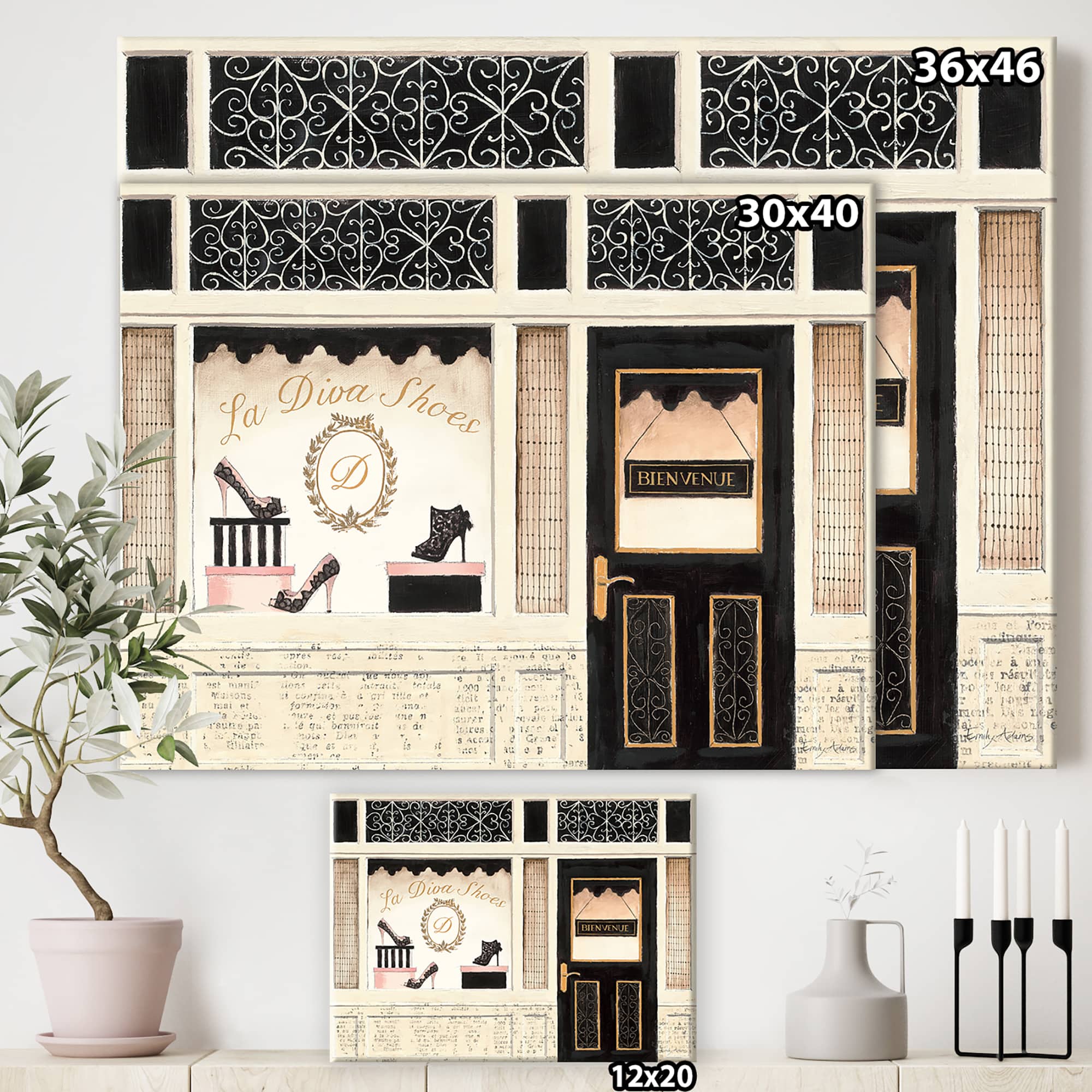 Designart - Paris Diva Shoes Painting - Fashion Premium Canvas Wall Art