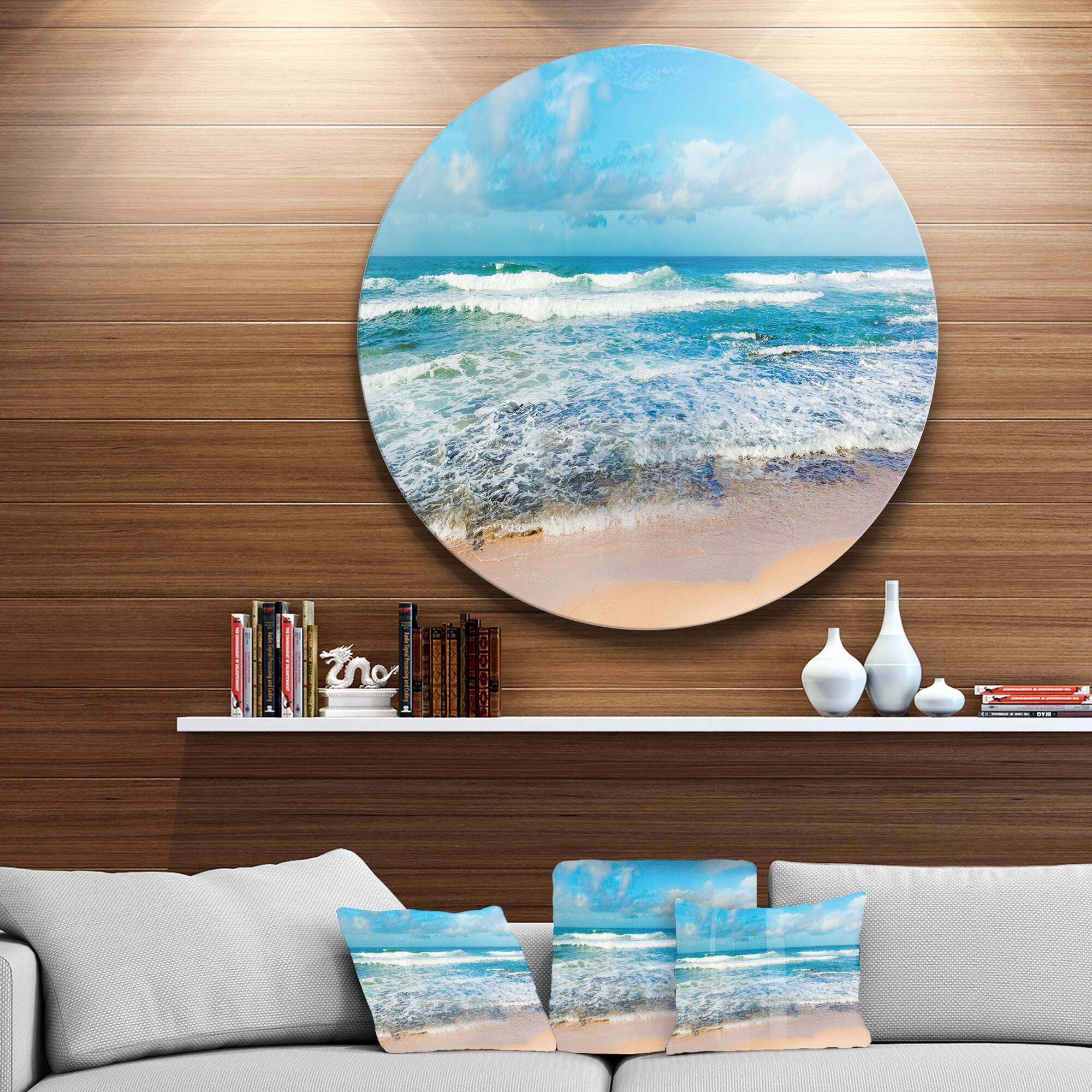 Designart - Indian Ocean Panoramic View' Extra Large Seashore Metal Circle Wall Art