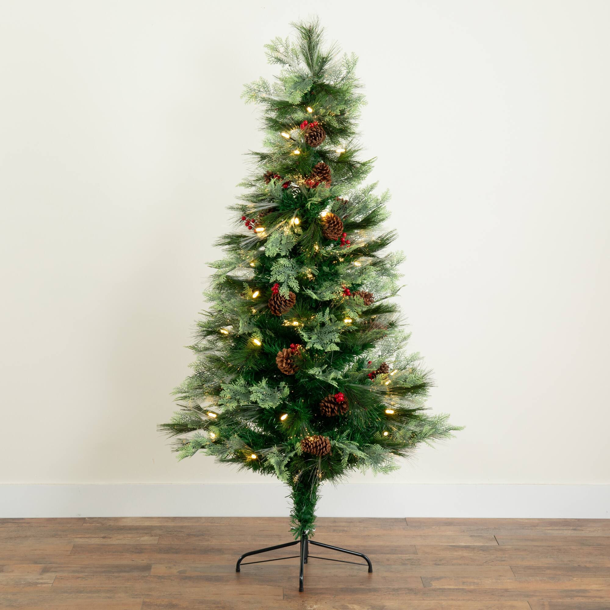6ft. Fiber Optic Warm White LED Lights Artificial Christmas Tree