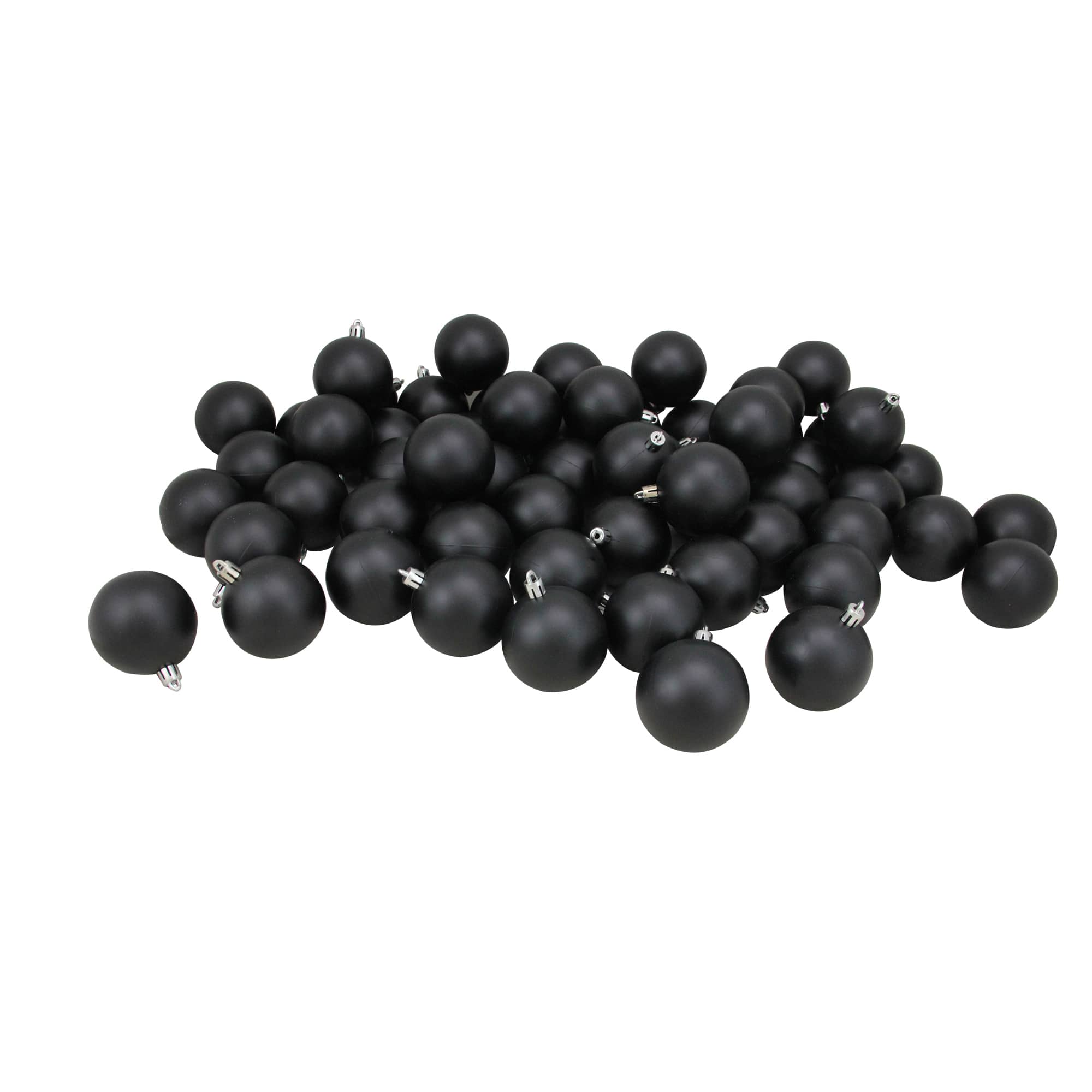60ct Shiny Jet Black Shatterproof Ball Ornaments