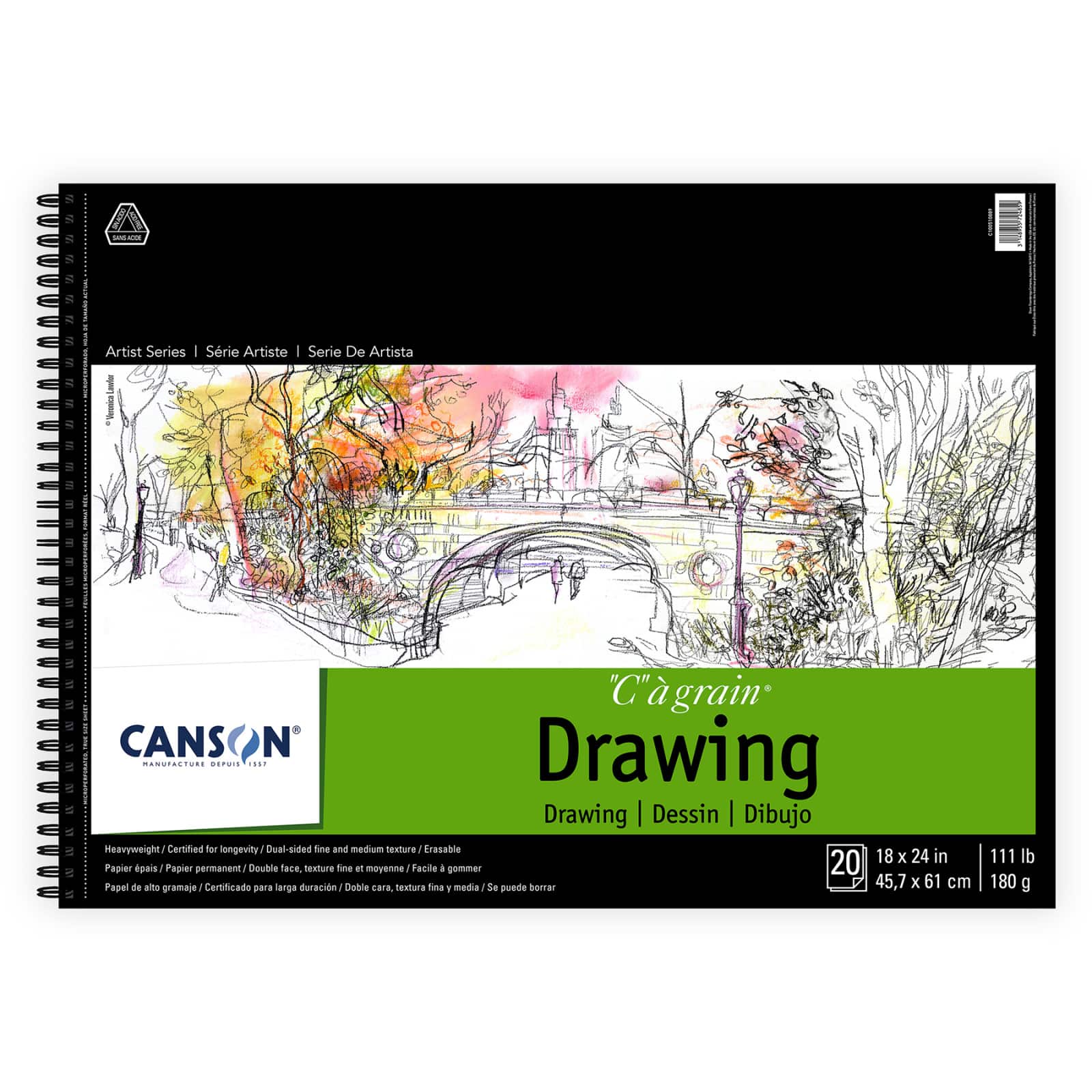 Canson® Artist Series Wire Bound Pure White Drawing Pad