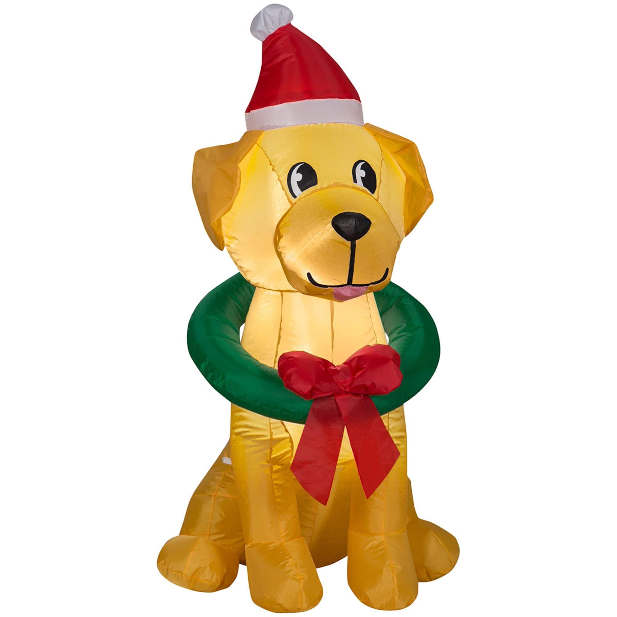3.5ft. Airblown&#xAE; Inflatable Christmas Yellow Lab with Wreath