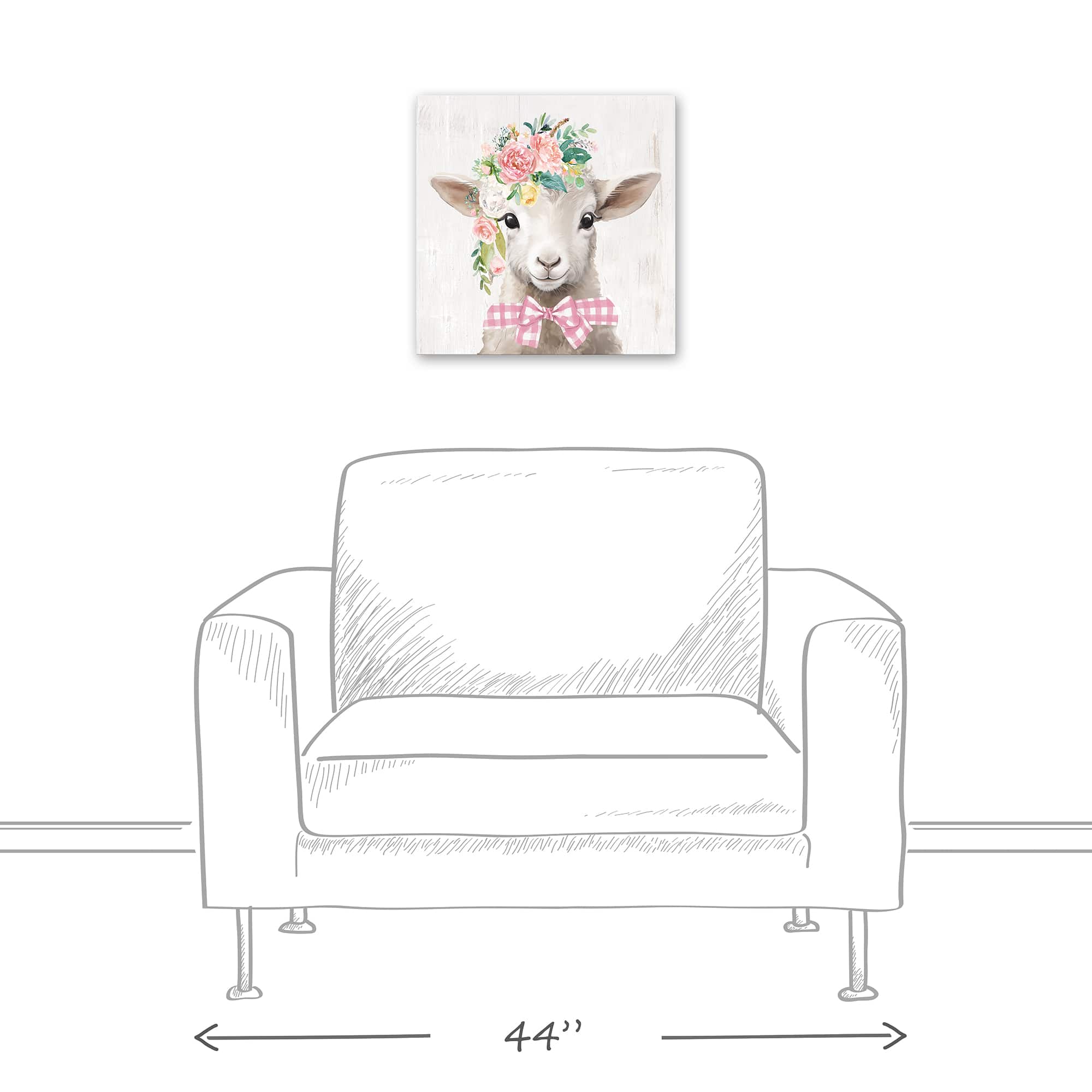 Floral Lamb Canvas Wall Art
