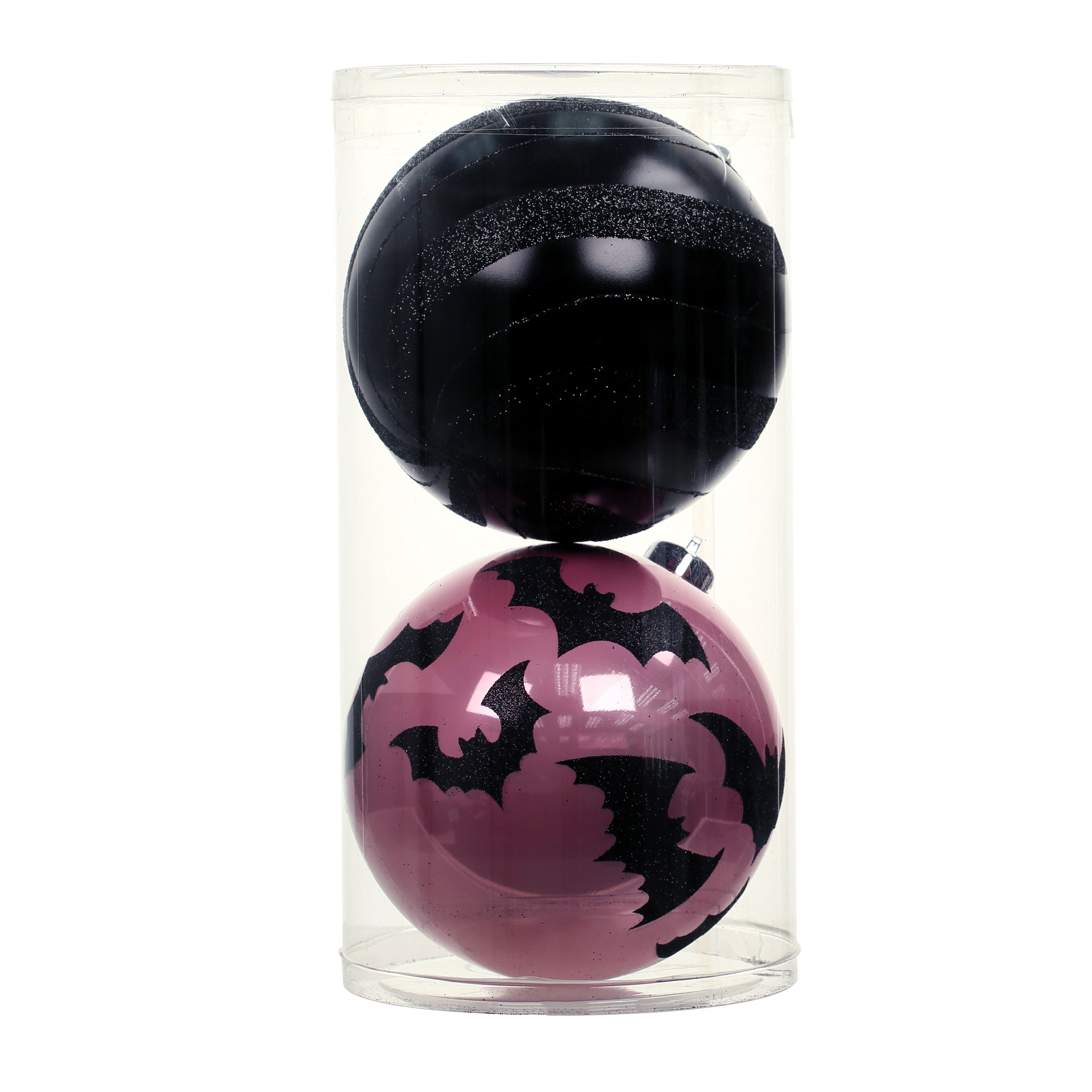 6&#x22; Black &#x26; Pink Plastic Ball Ornament Set by Ashland&#xAE;