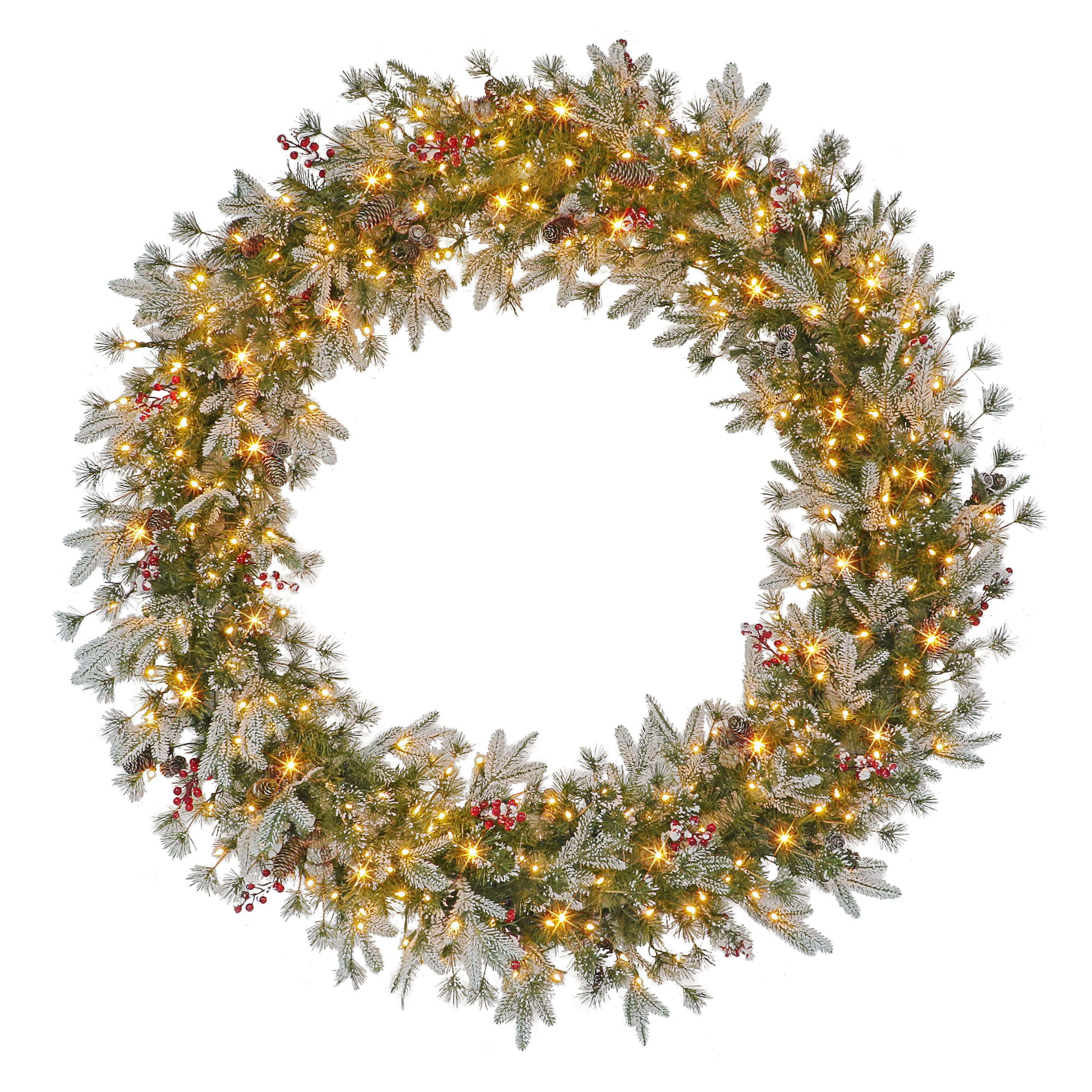 6 Pack: 5ft. Pre-Lit Glittery Berry & Pine Wreath