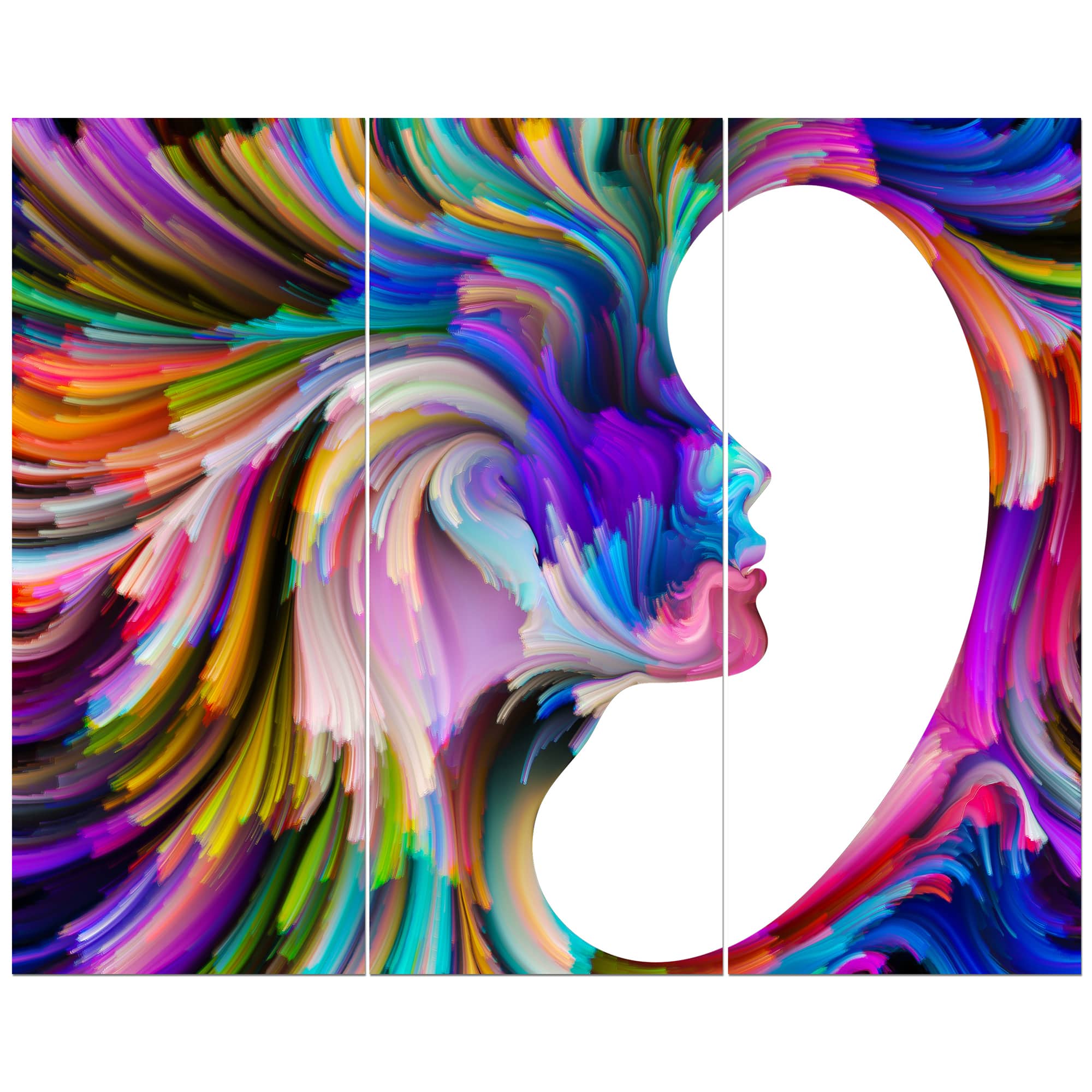 Designart - Colorful Faces - Abstract People Print on Wrapped Canvas set