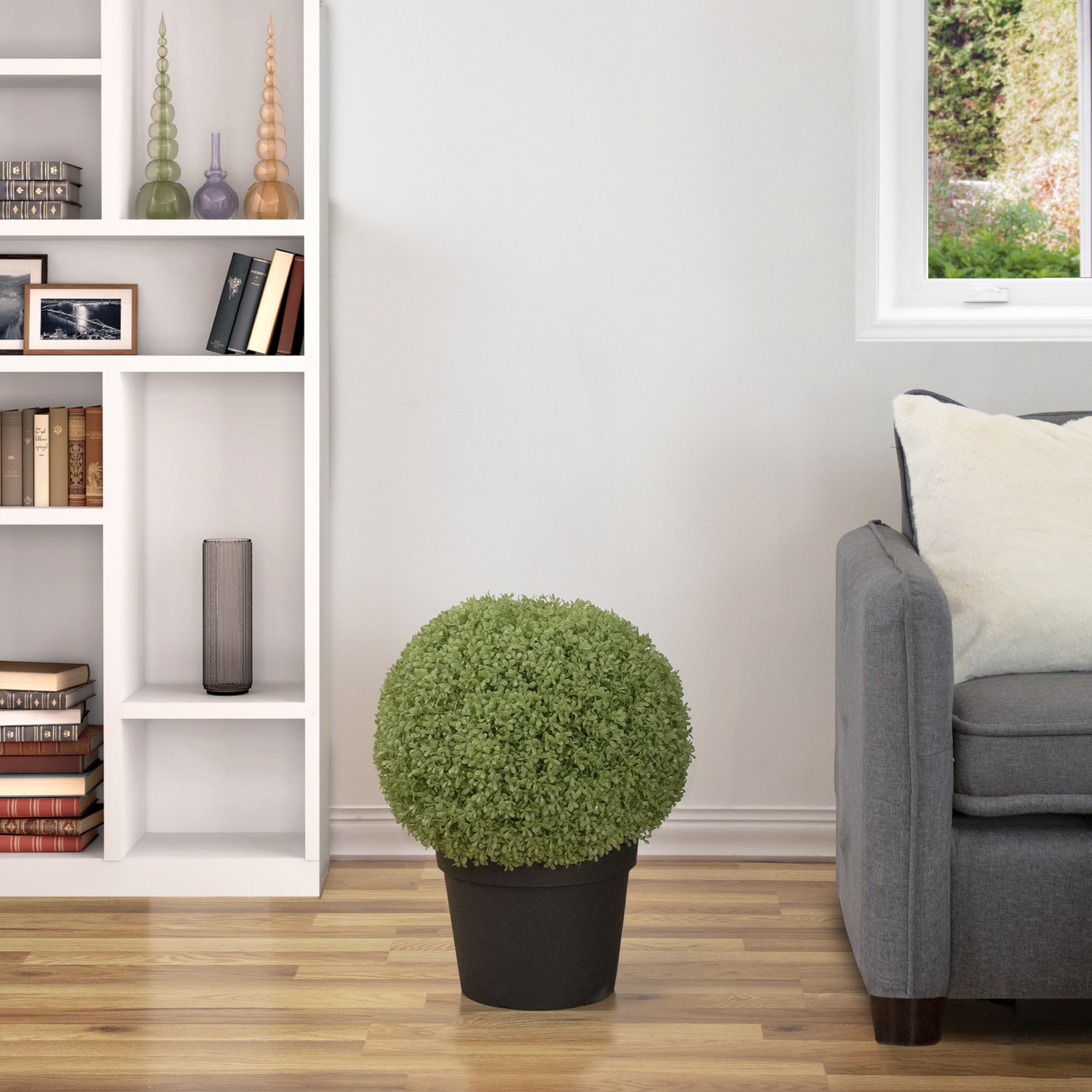 22" Unlit Artificial Boxwood Ball Topiary in Round Pot