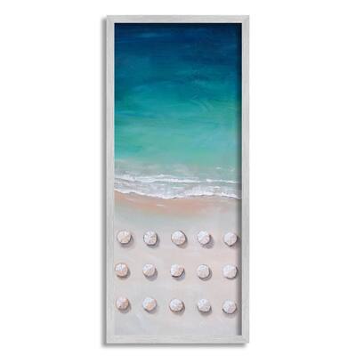 Stupell Industries Umbrella Beach Coast Deep Blue Waters Aerial Painting Framed Wall Art in Gray | 13" x 30" | Michaels&reg;