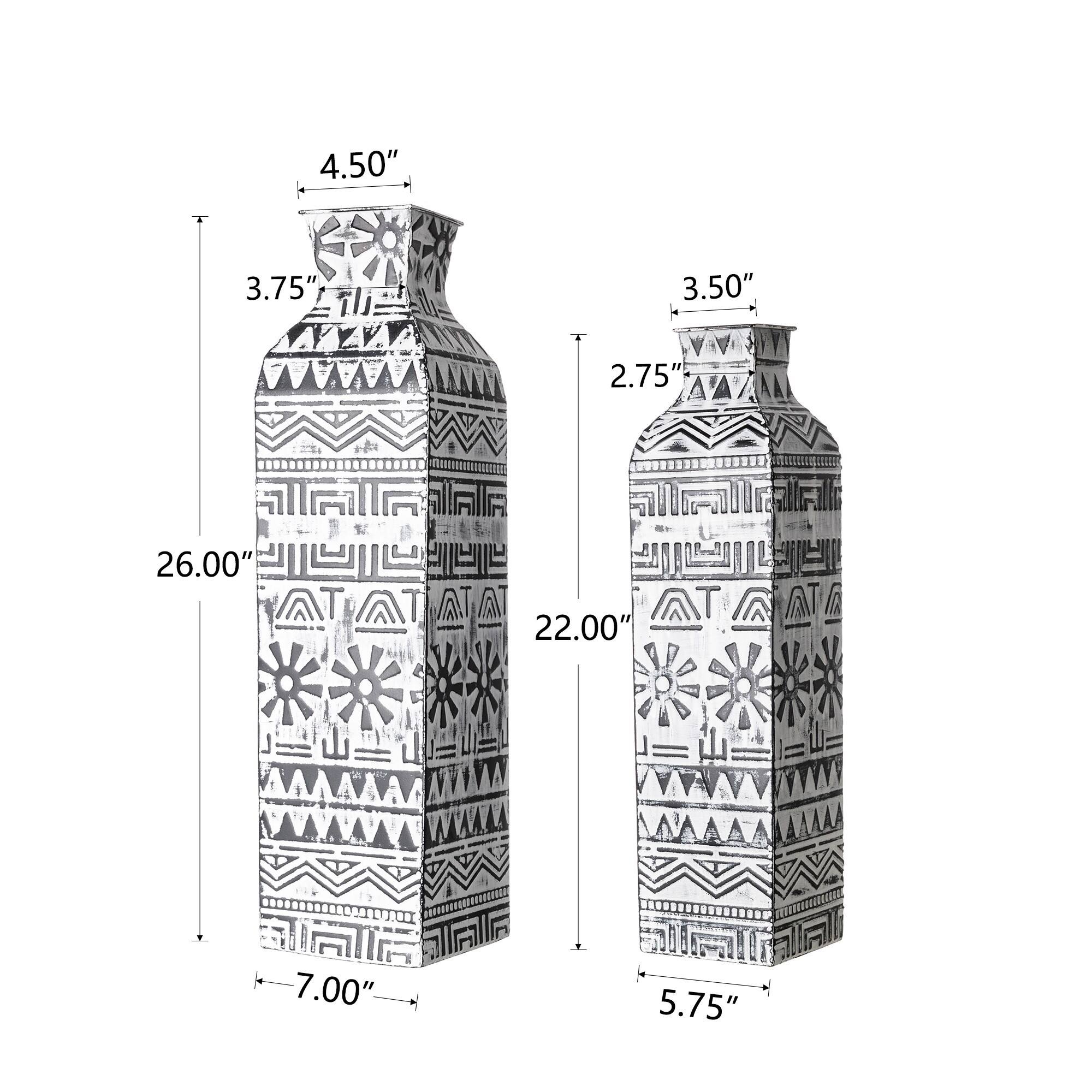 Glitzhome&#xAE; Textured Metal Boho Vase Set