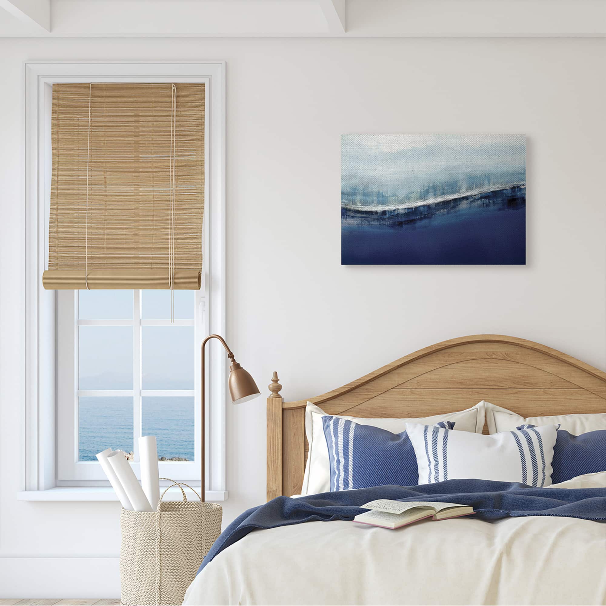 Stupell Industries Abstract Ocean Waves Blue Stormy Sky Wall Art