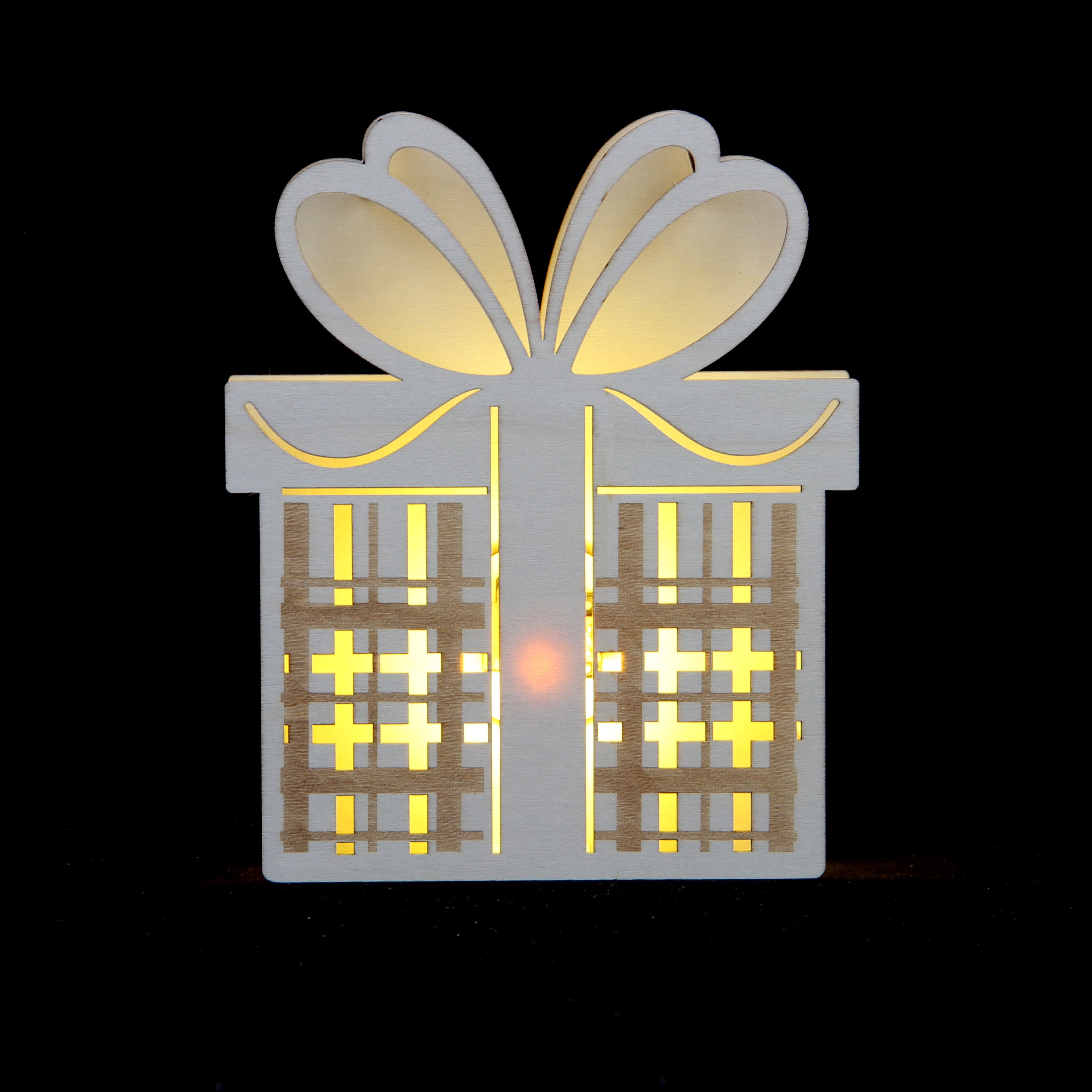 7&#x22; Gift Box DIY LED Wood D&#xE9;cor by Make Market&#xAE;
