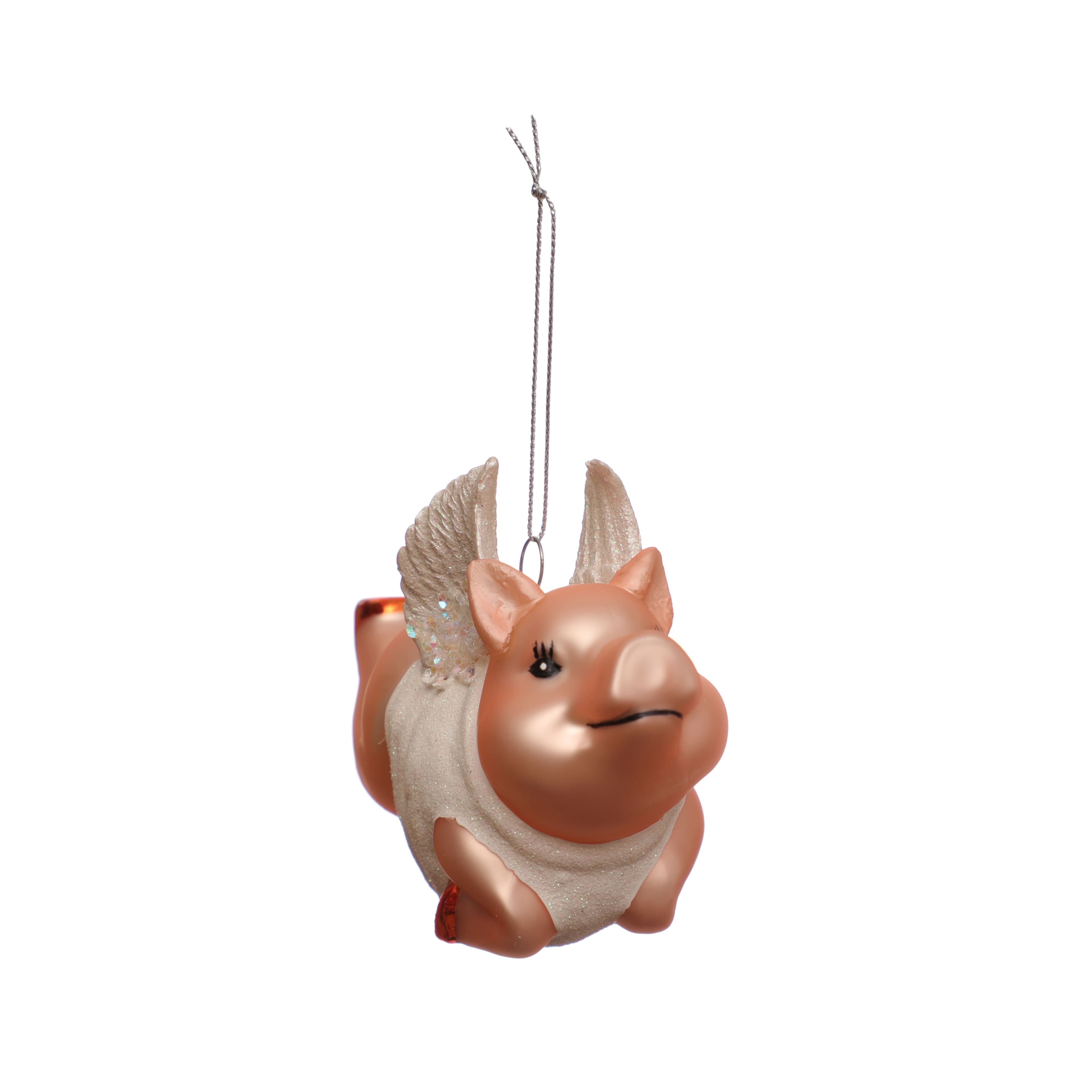 4.5&#x22; Pink Flying Pig Glass Ornament by Ashland&#xAE;