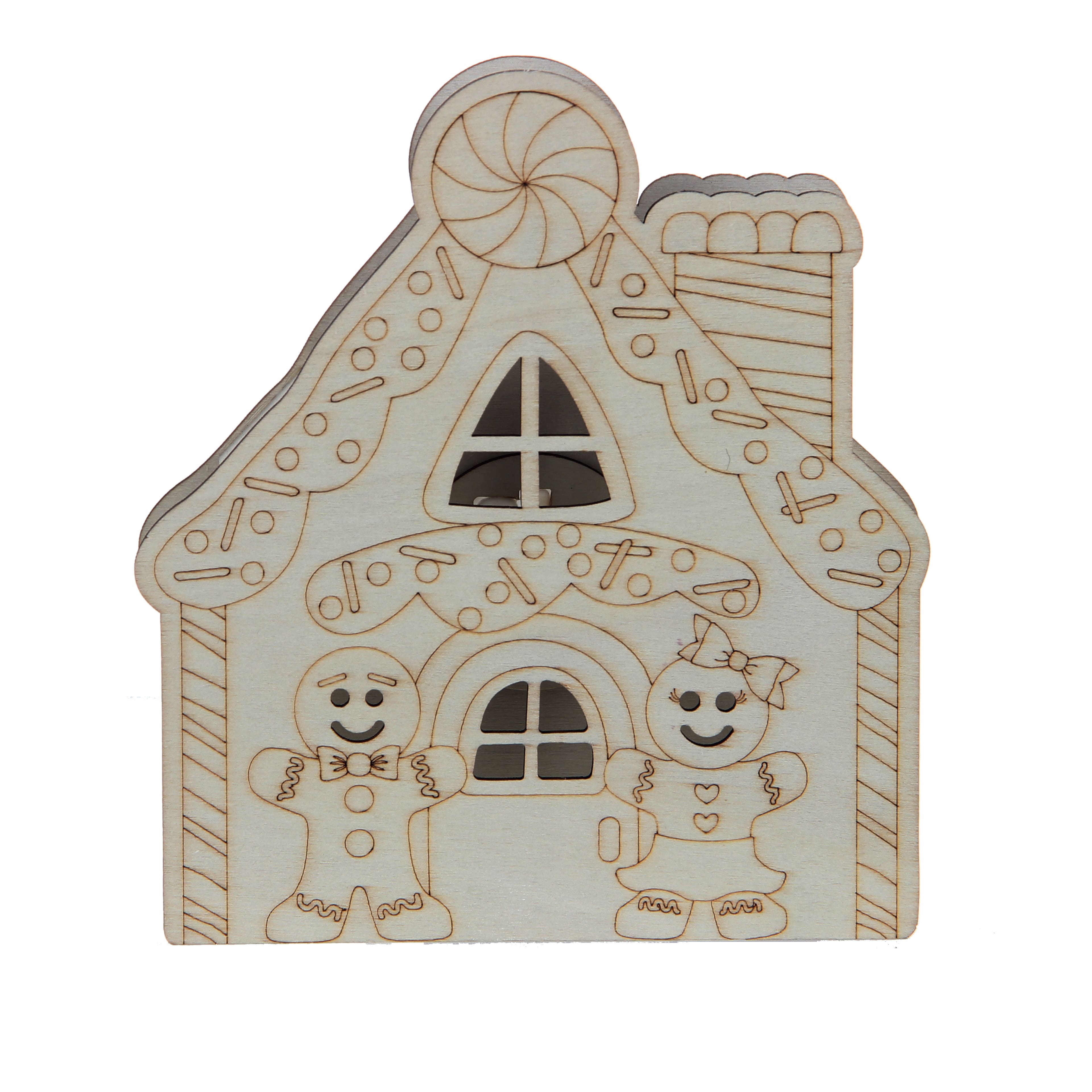6.25&#x22; Unfinished Gingerbread House DIY LED Wood D&#xE9;cor by Make Market&#xAE;