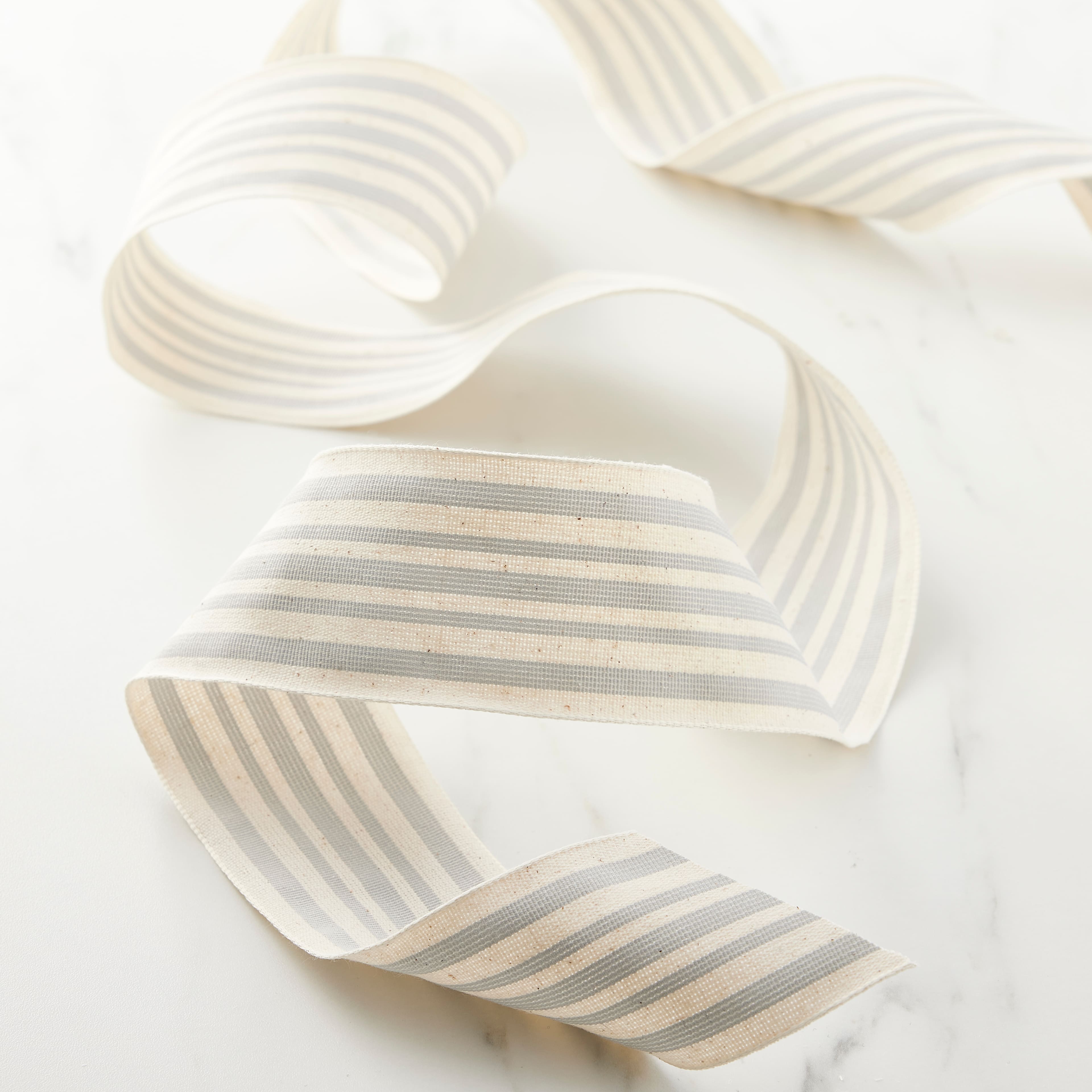 2.5&#x22; Stripe Faux Cotton Wired Ribbon by Celebrate It&#x2122;