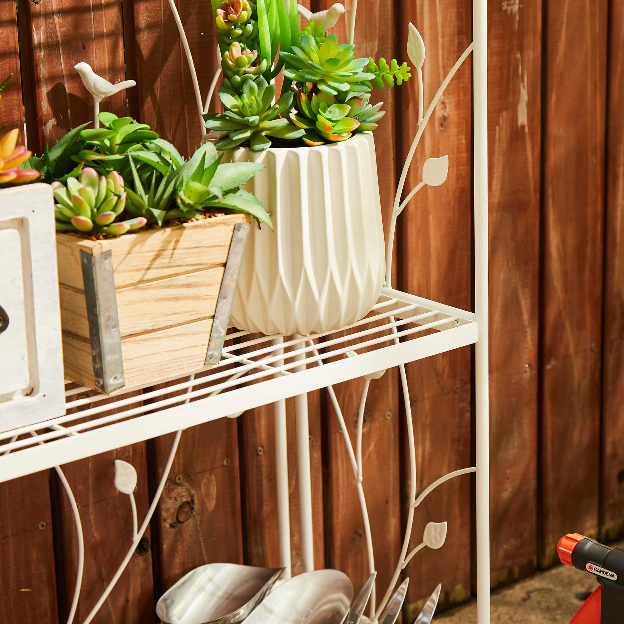 Glitzhome® 4ft. Metal 4-Tiered Rectangular Shelf Stand