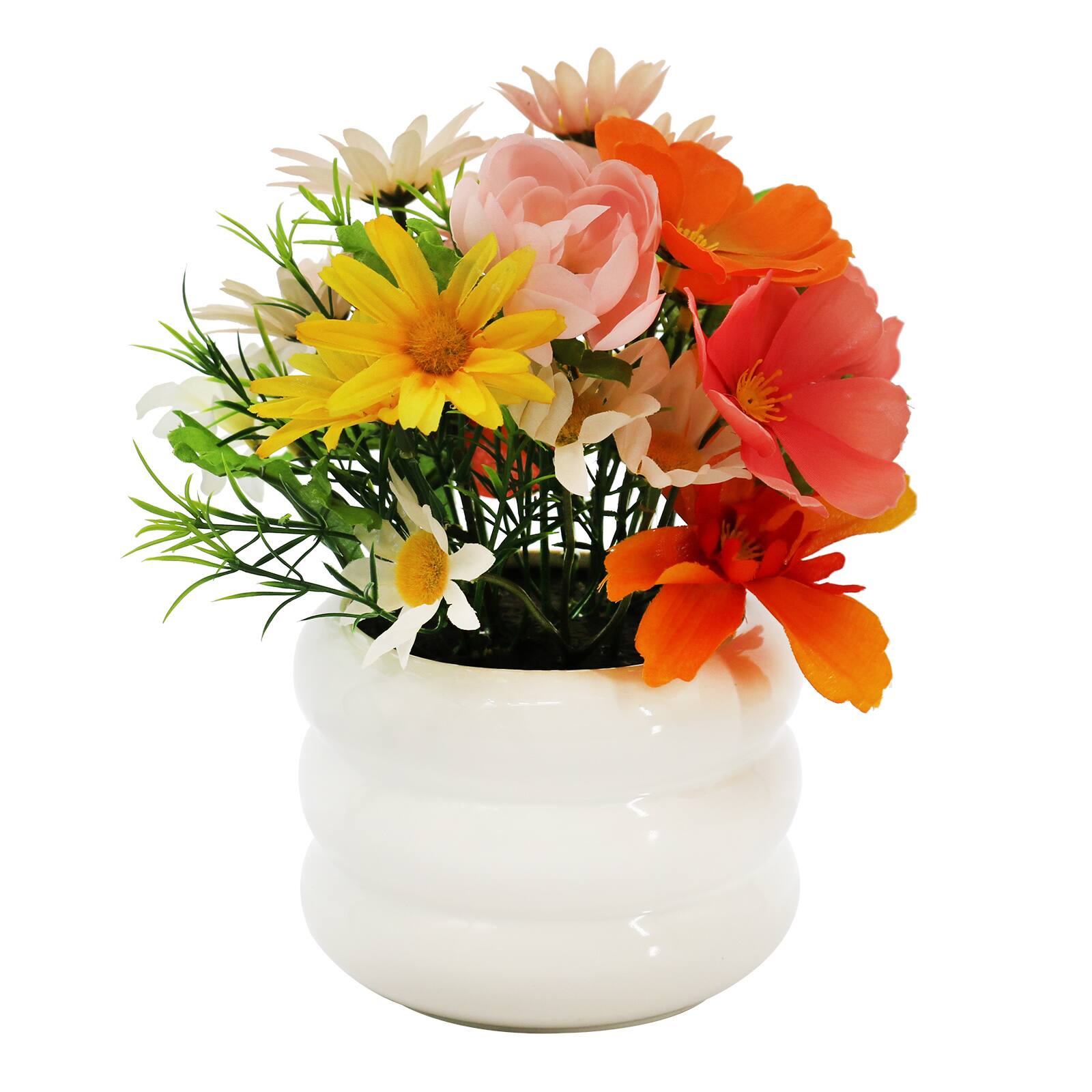 9&#x22; Multicolor Mixed Ranunculus Arrangement in White Container by Ashland&#xAE;