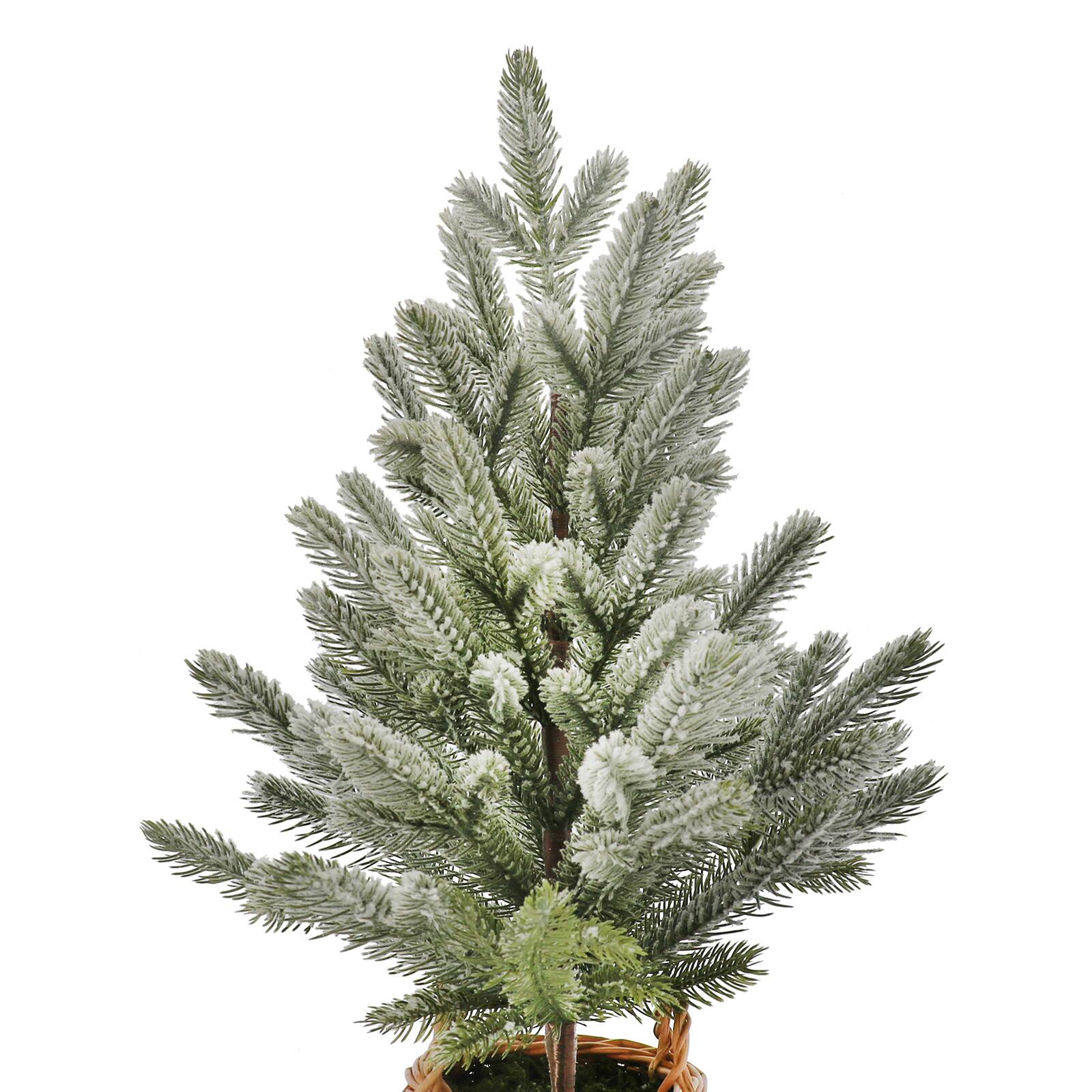 Sapin de No&#xEB;l artificiel floqu&#xE9; non illumin&#xE9; avec pin de 50,8&#xA0;cm dans un panier d&#x2019;Ashland
