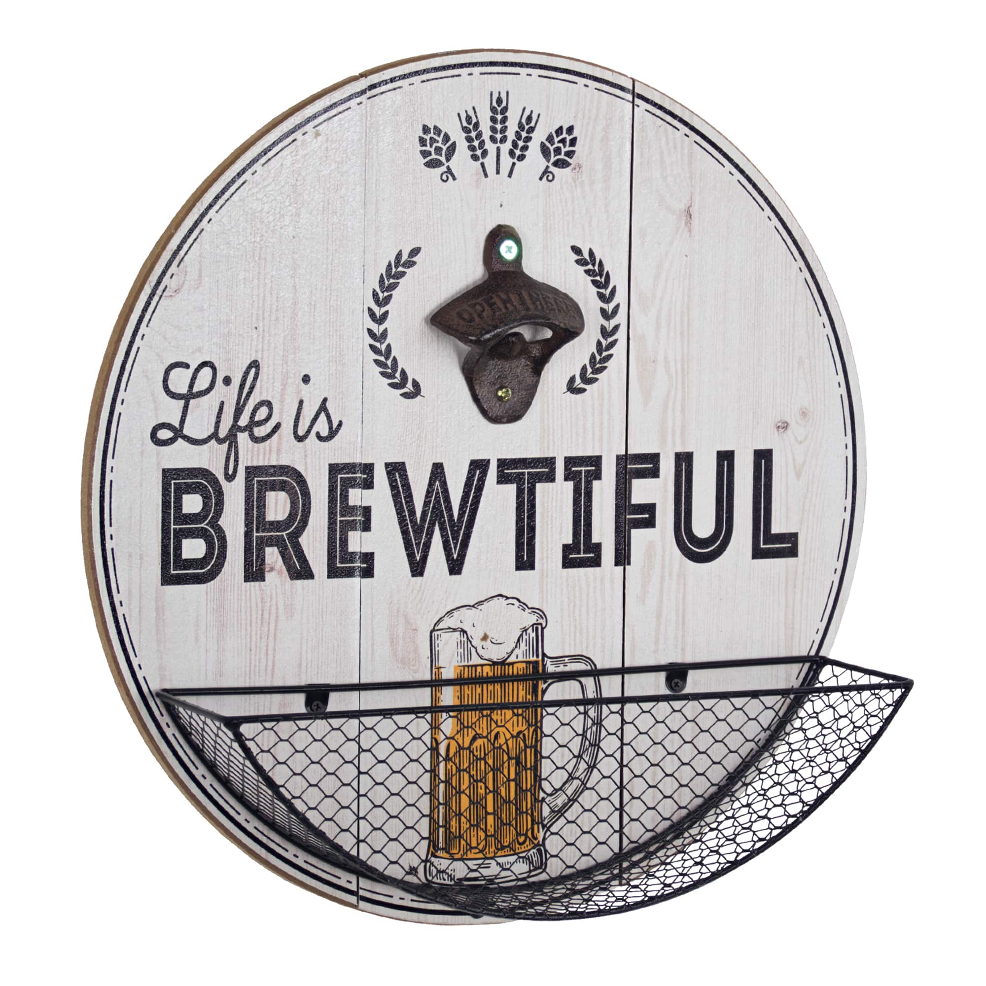 14" Life Is Brewtiful Wall Mounted Bottle Opener