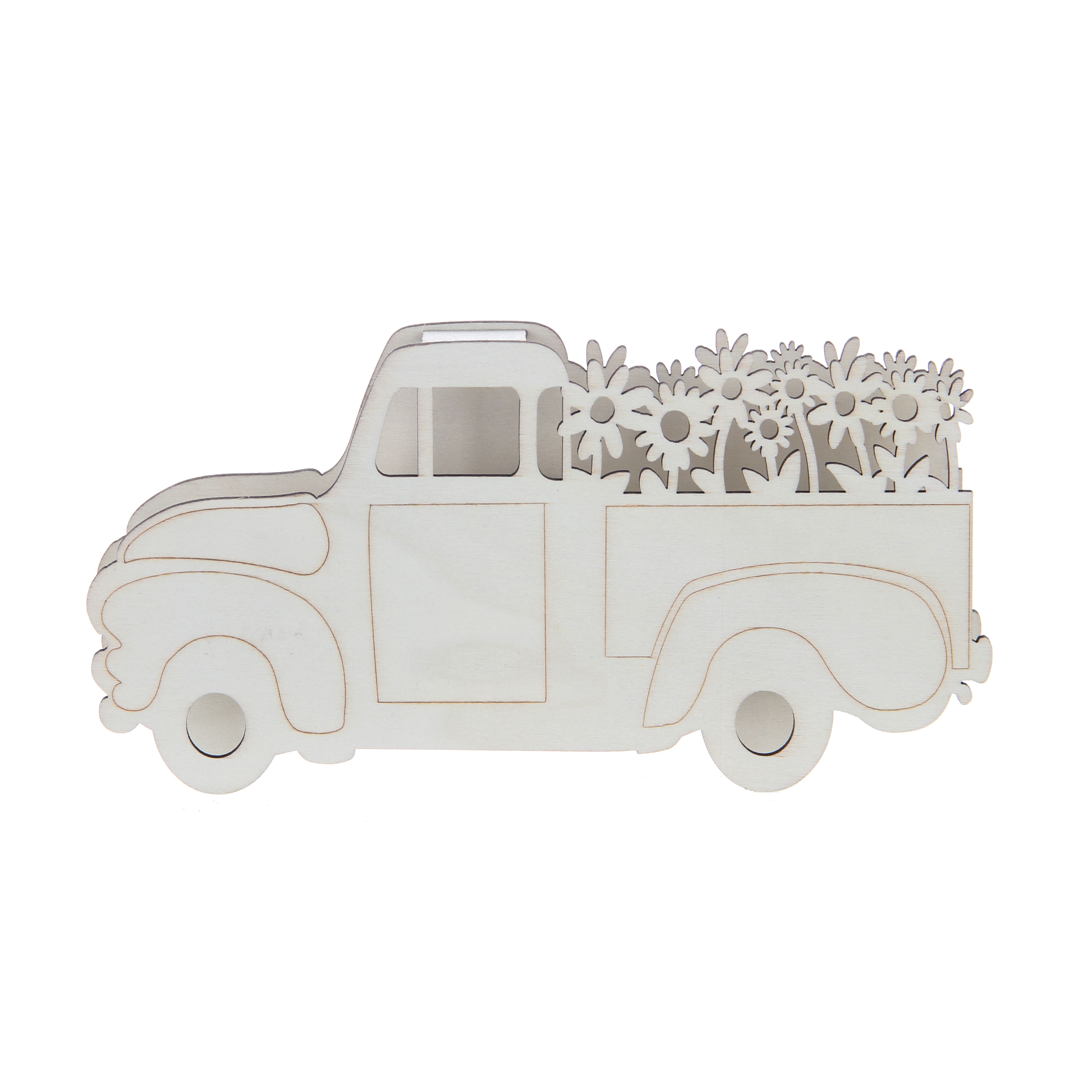 8.5&#x22; Flower Truck DIY LED Plywood D&#xE9;cor by Make Market&#xAE;