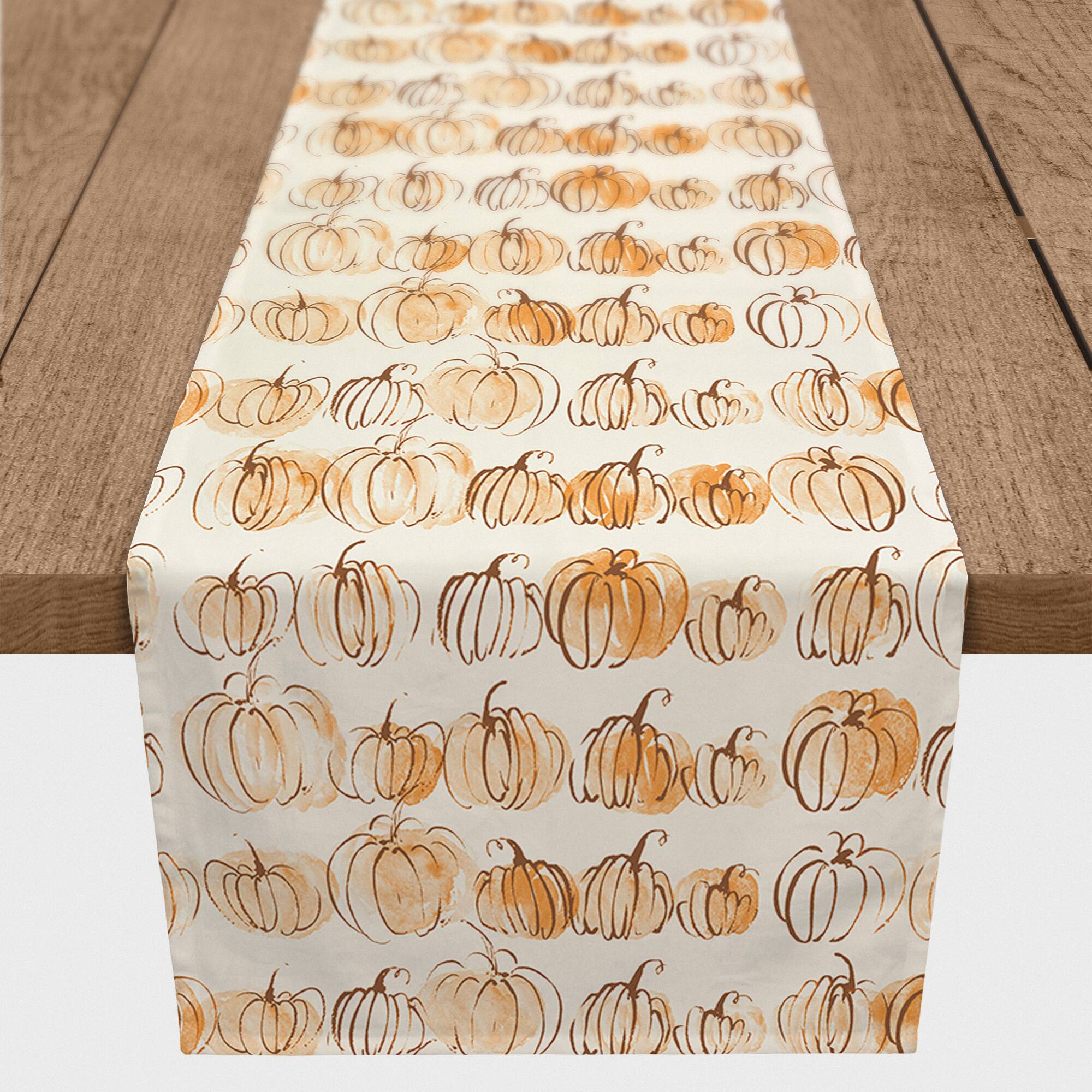 90" Fall Pumpkins Polyester Twill Table Runner