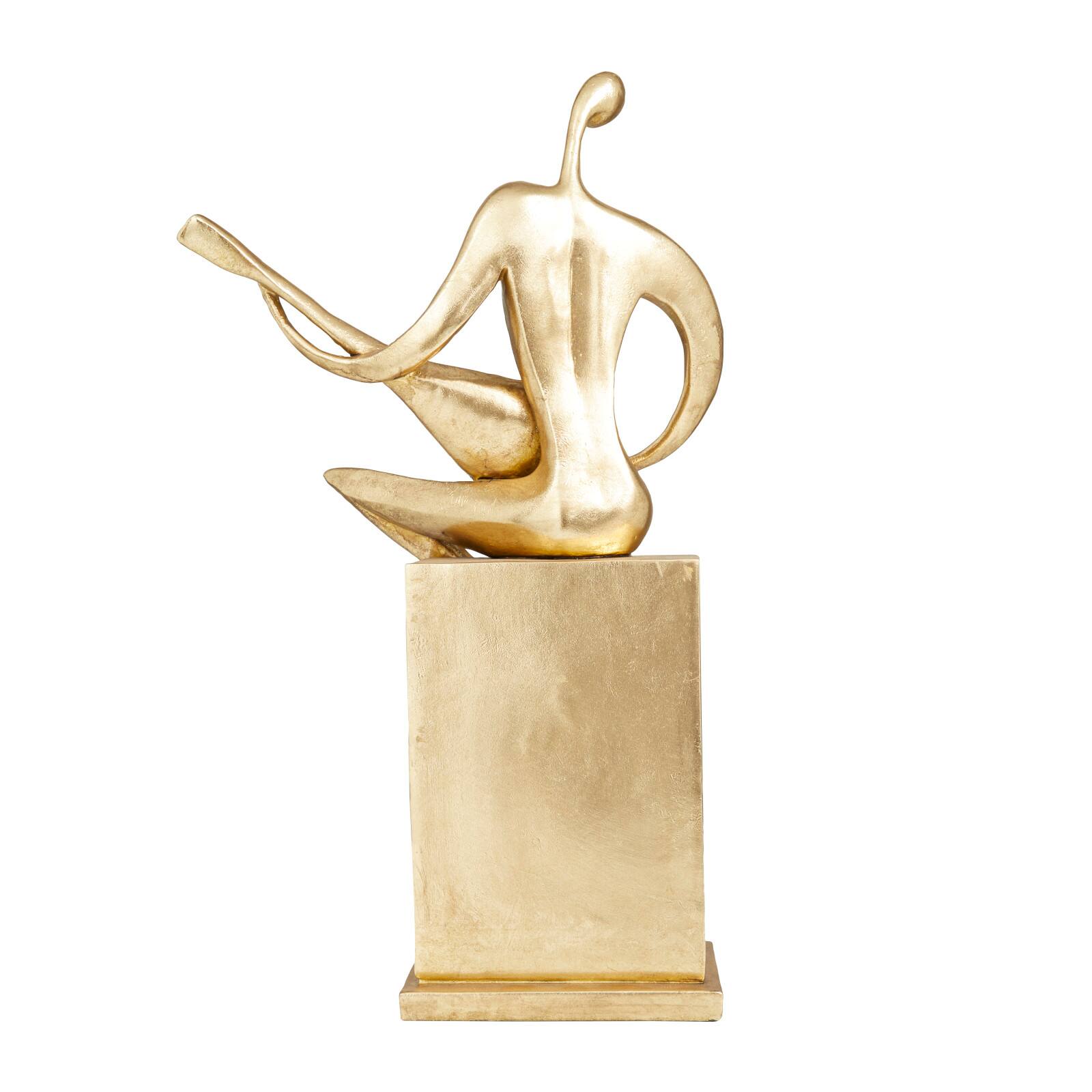 Gold Polystone Contemporary Sculpture, 20&#x22; x 11&#x22; x 7&#x22;