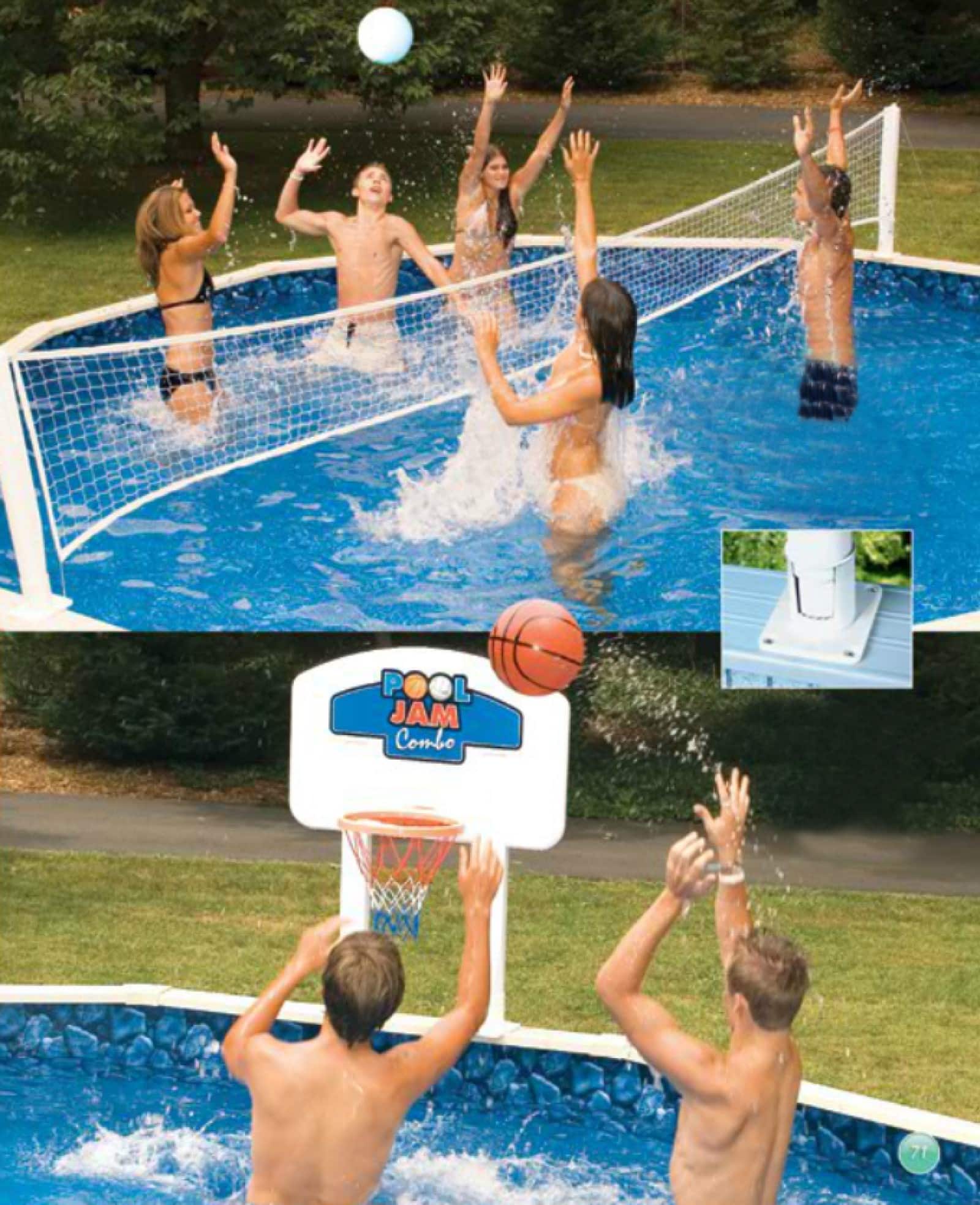 Swim Central 30ft. Pool Jam Combo Basketball & Volleyball Swimming Pool Game