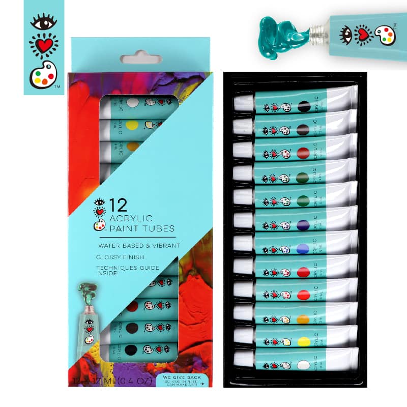 Bright Stripes iHeartArt Acrylic 12 Color Paint Tube Set
