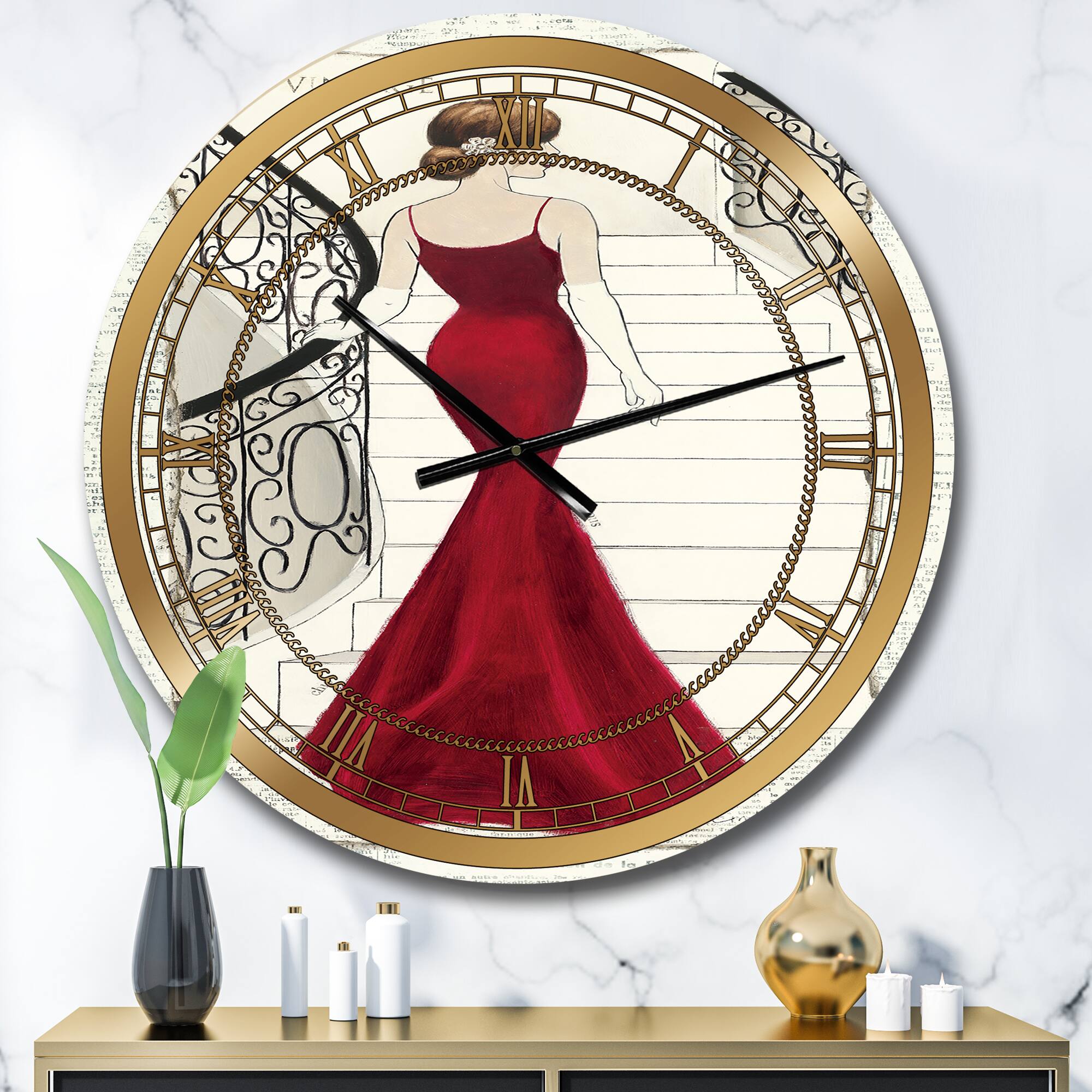 Designart 'Elegance Glam Paris Diva Iii Glam Wall Clock