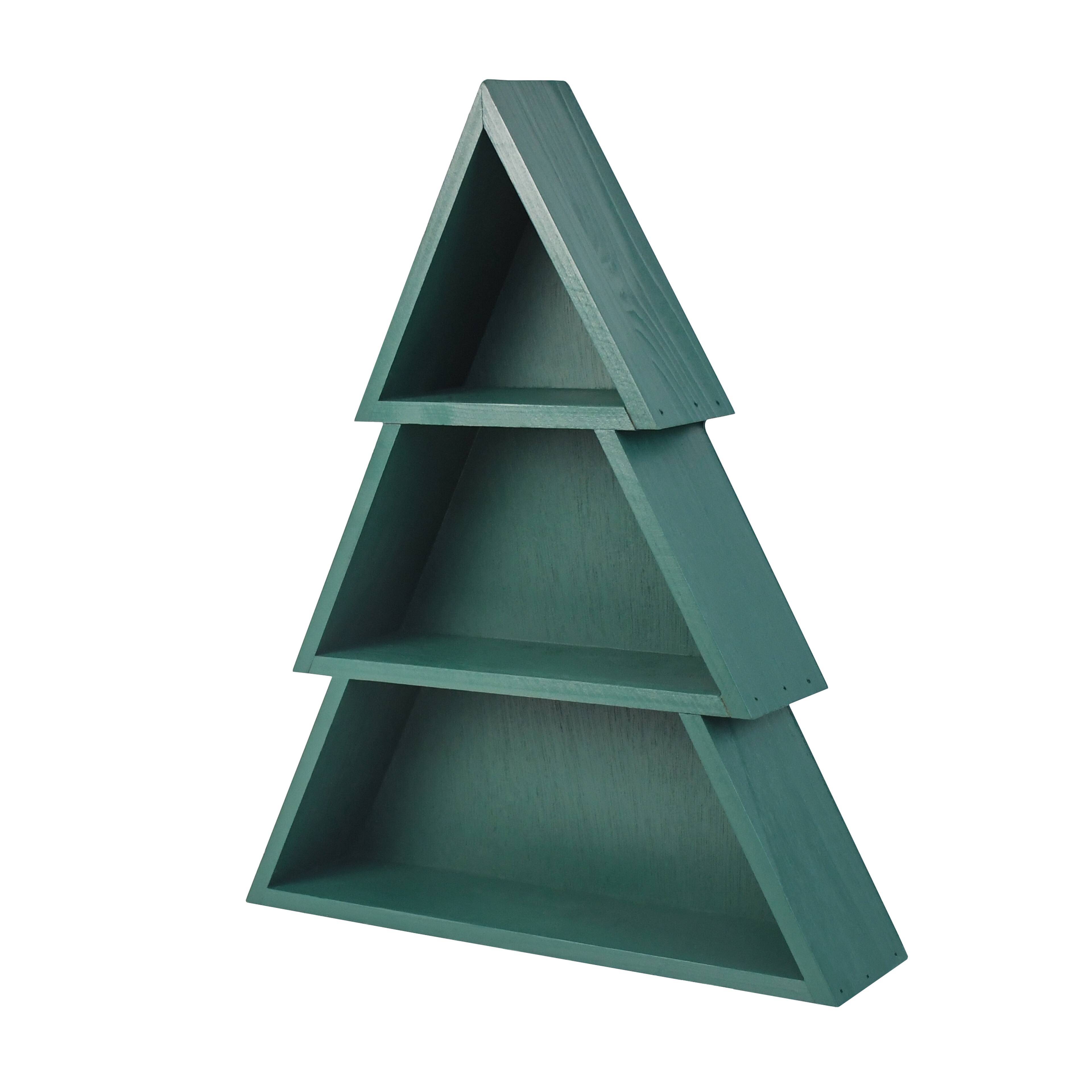 17&#x22; Green Wood Christmas Tree Tabletop Cubby by Ashland&#xAE;