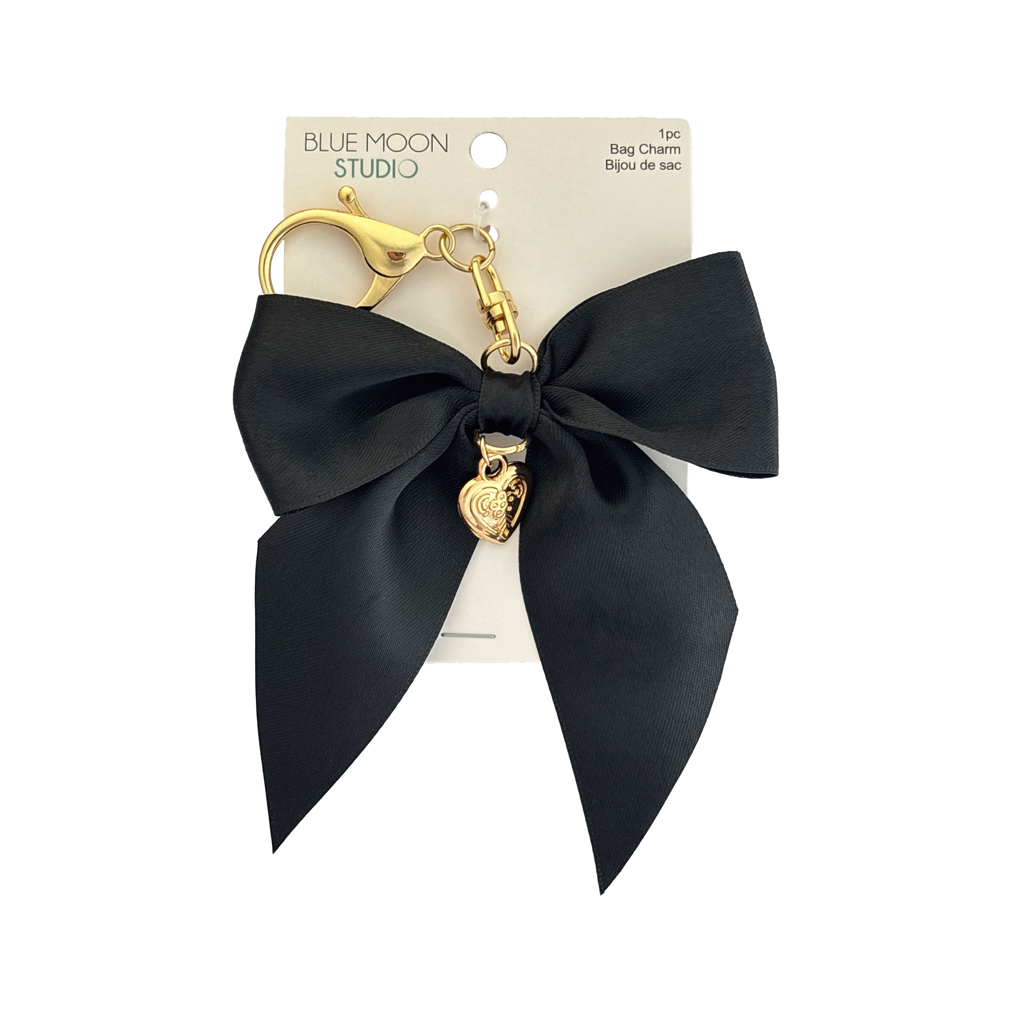 Blue Moon Studio&#x2122; Black Fabric Bow Bag Charm