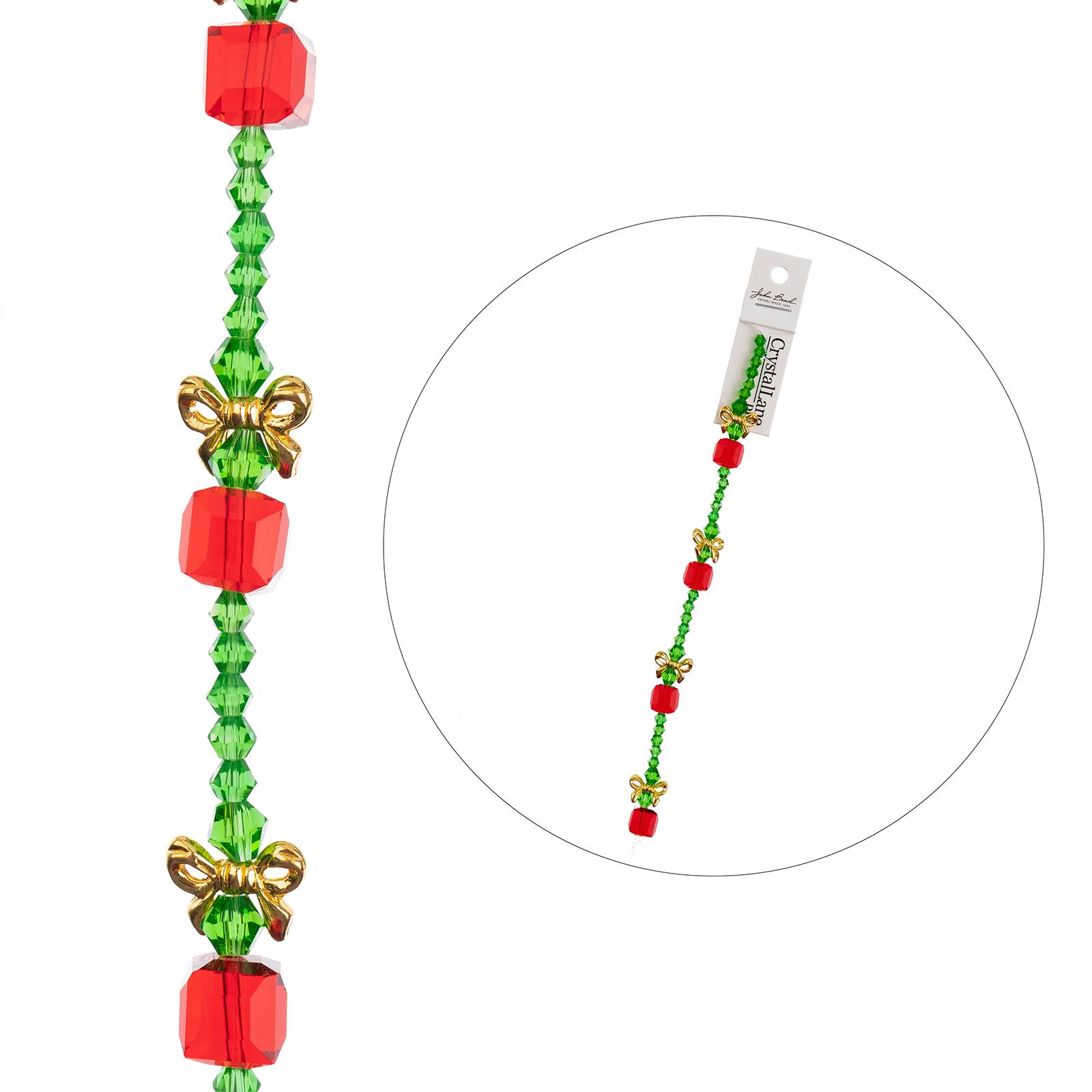 Crystal Lane DIY 7" Glass & Metal Present Stack Designer Holiday Christmas Bead Strand
