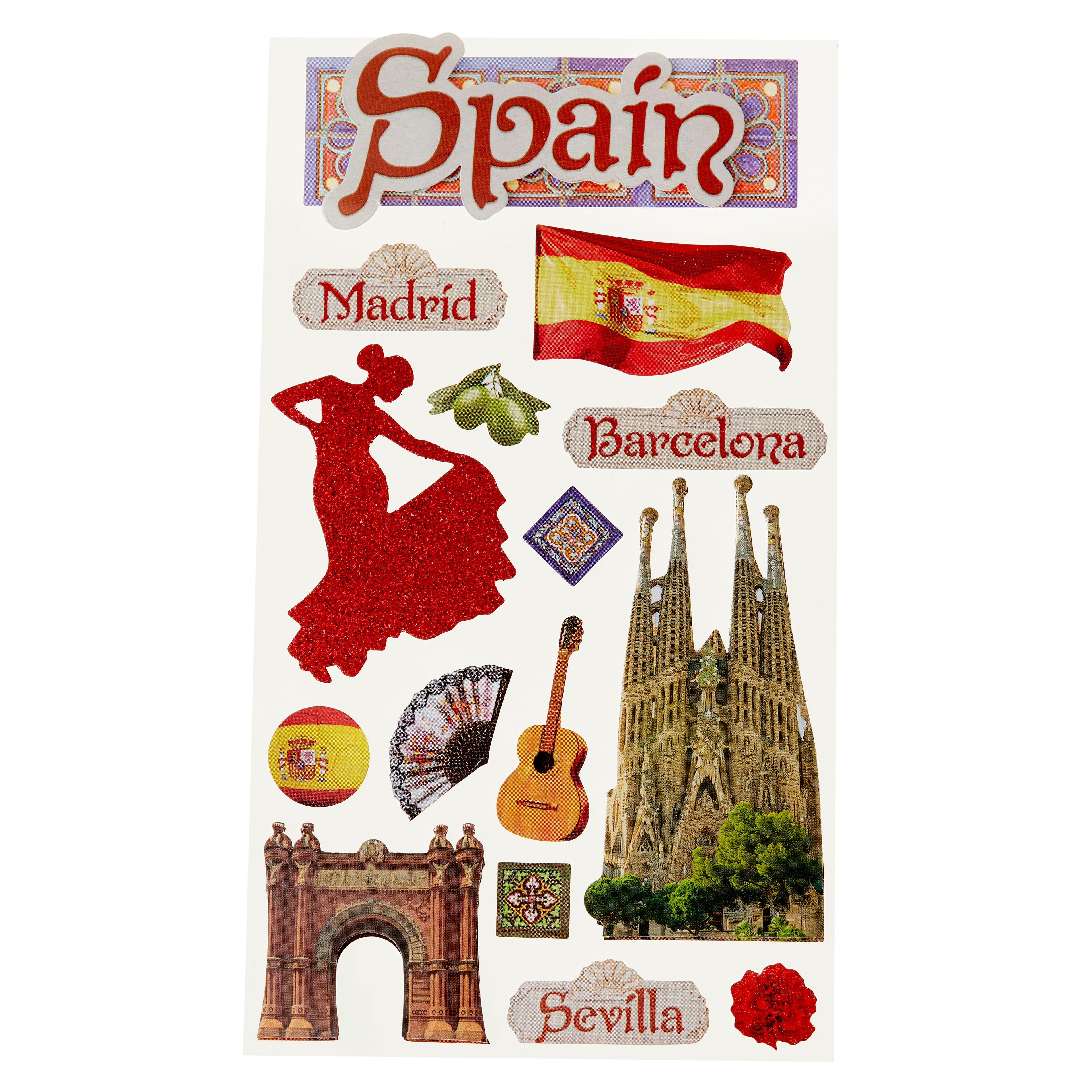 12 Pack: Spain Dimensional Stickers by Recollections™