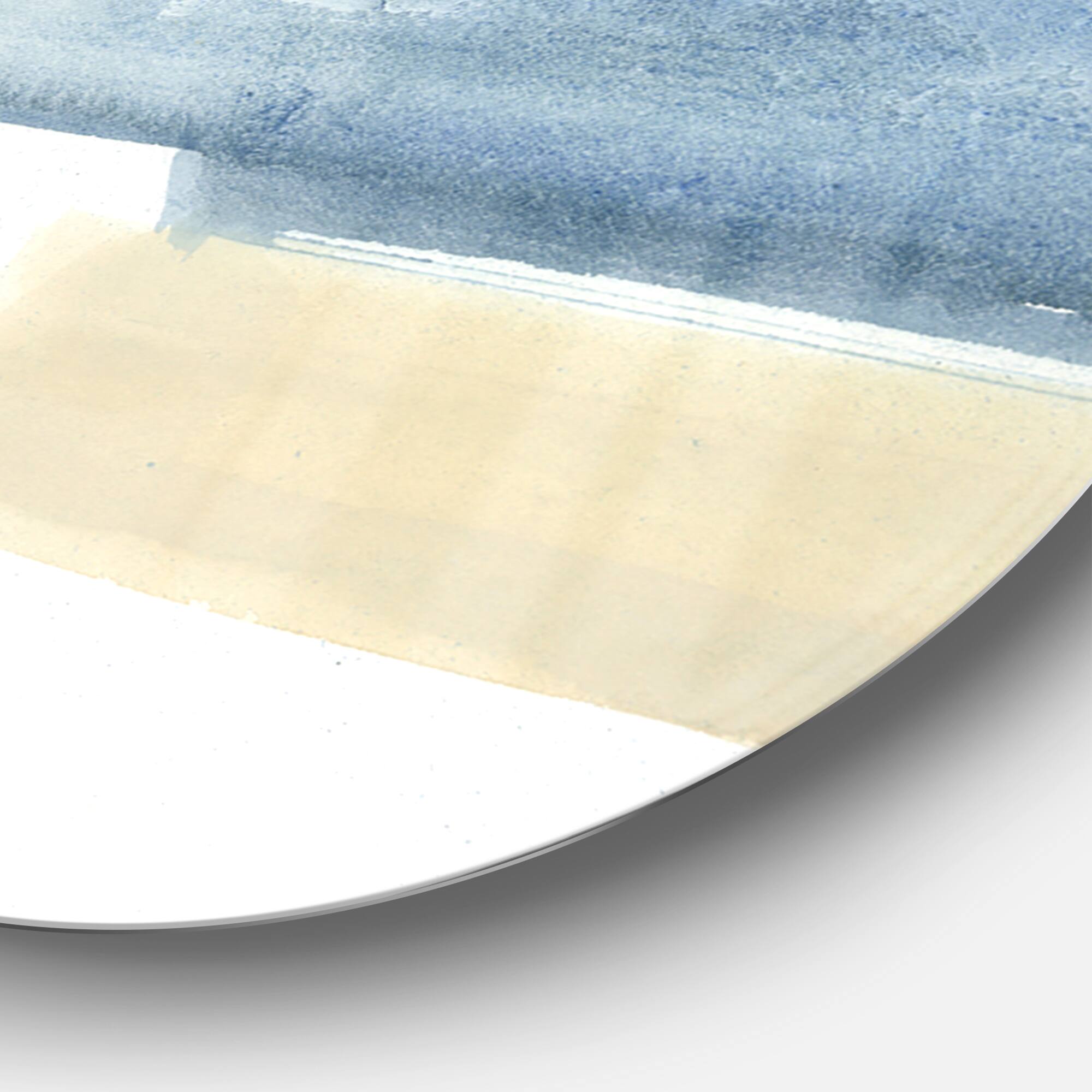 Designart - Indigo Panel VI - Geometric Metal Circle Wall Art