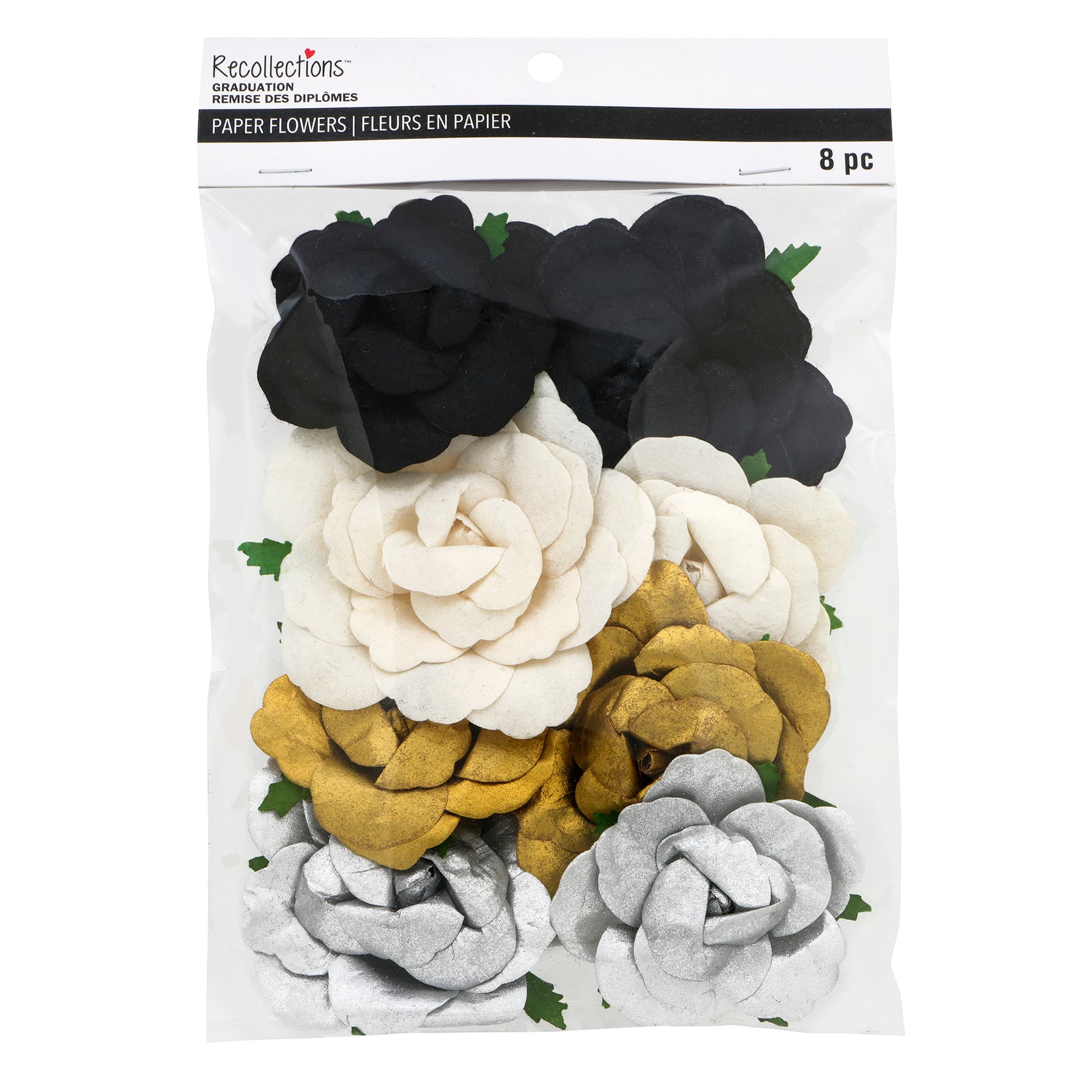 Silver, Black &#x26; Gold Graduation Paper Roses by Recollections&#x2122;