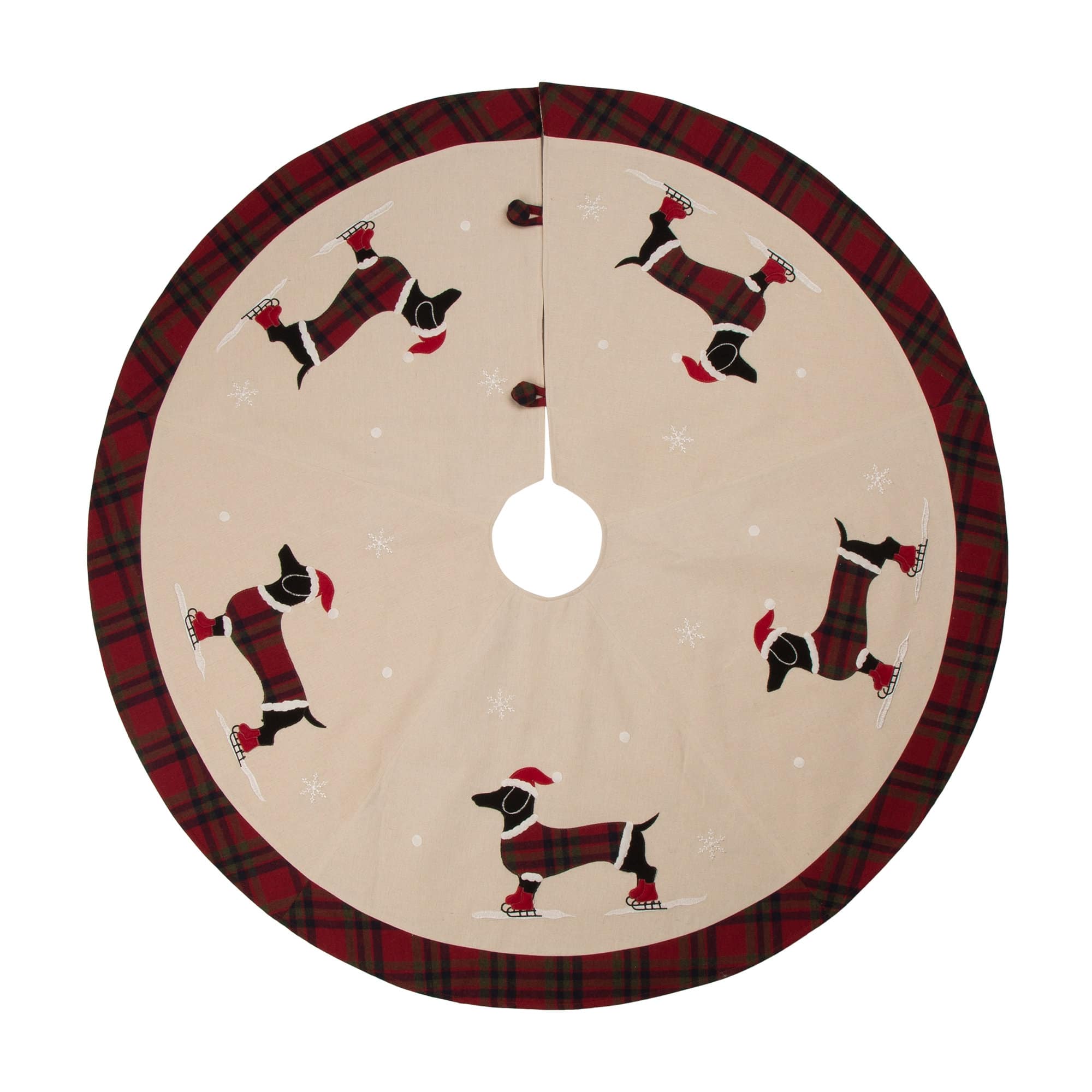 Glitzhome&#xAE; 48&#x22; Dachshund Fabric Christmas Tree Skirt